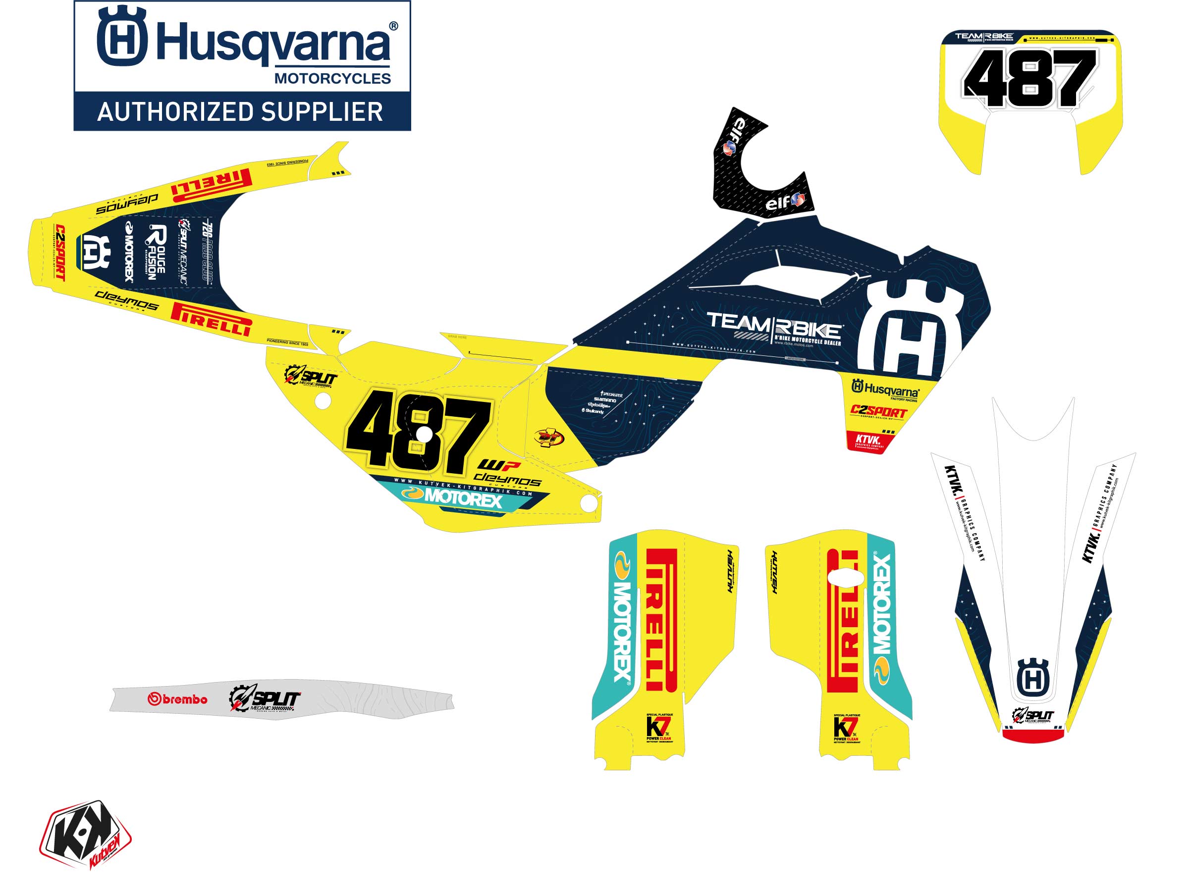 Kit Déco Motocross Replica Team Rbike K23 Husqvarna Te 150