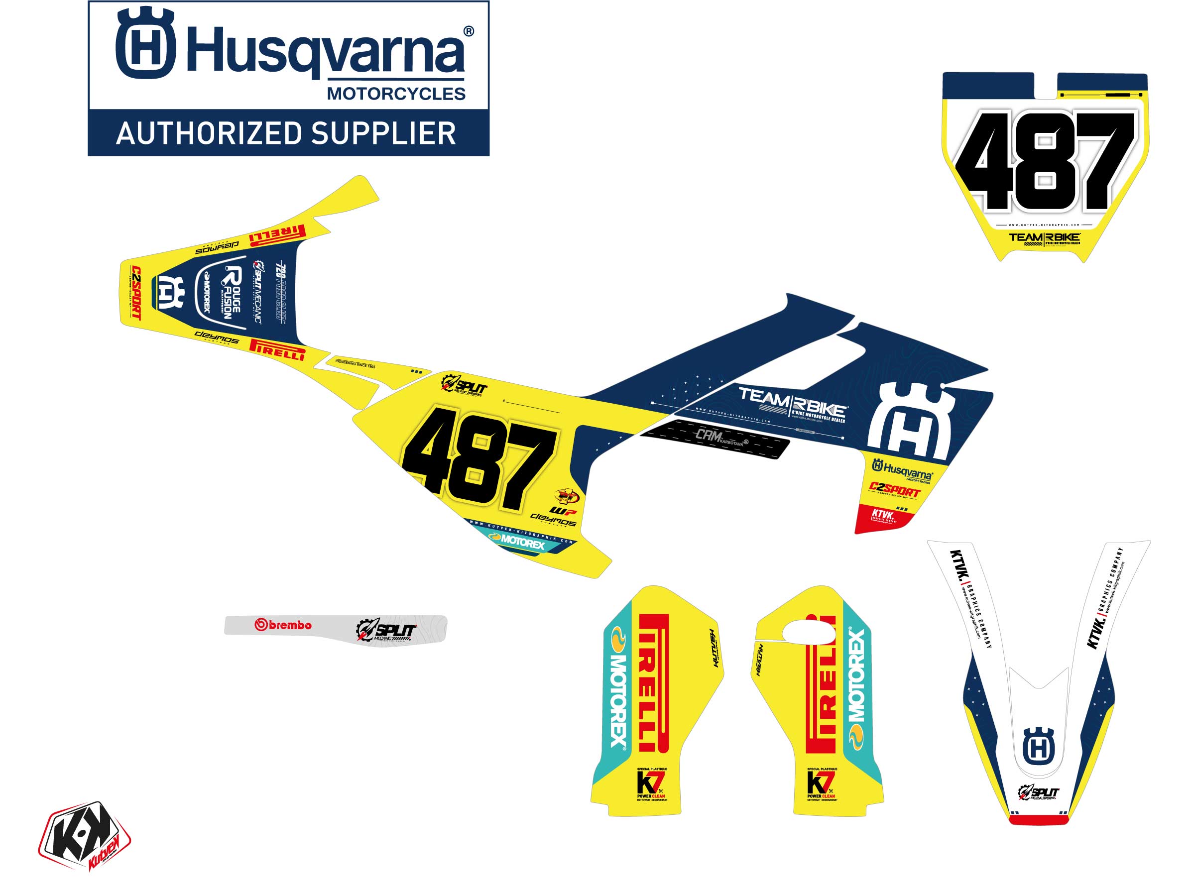 Kit Déco Motocross Replica Team Rbike K23 Husqvarna Tc 50