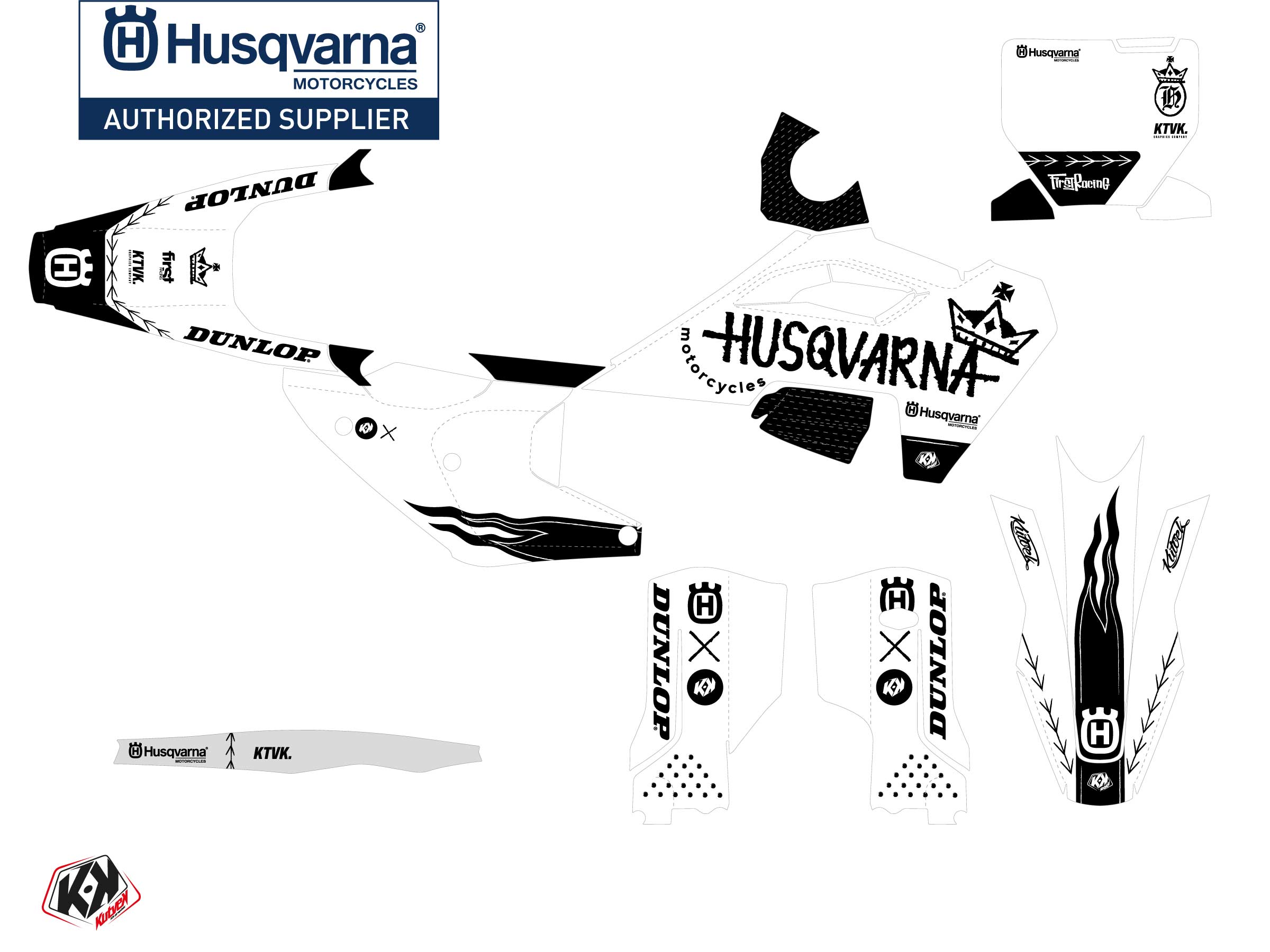 HUSQVARNA FC 250 DIRT BIKE BROWING GRAPHIC KIT WHITE