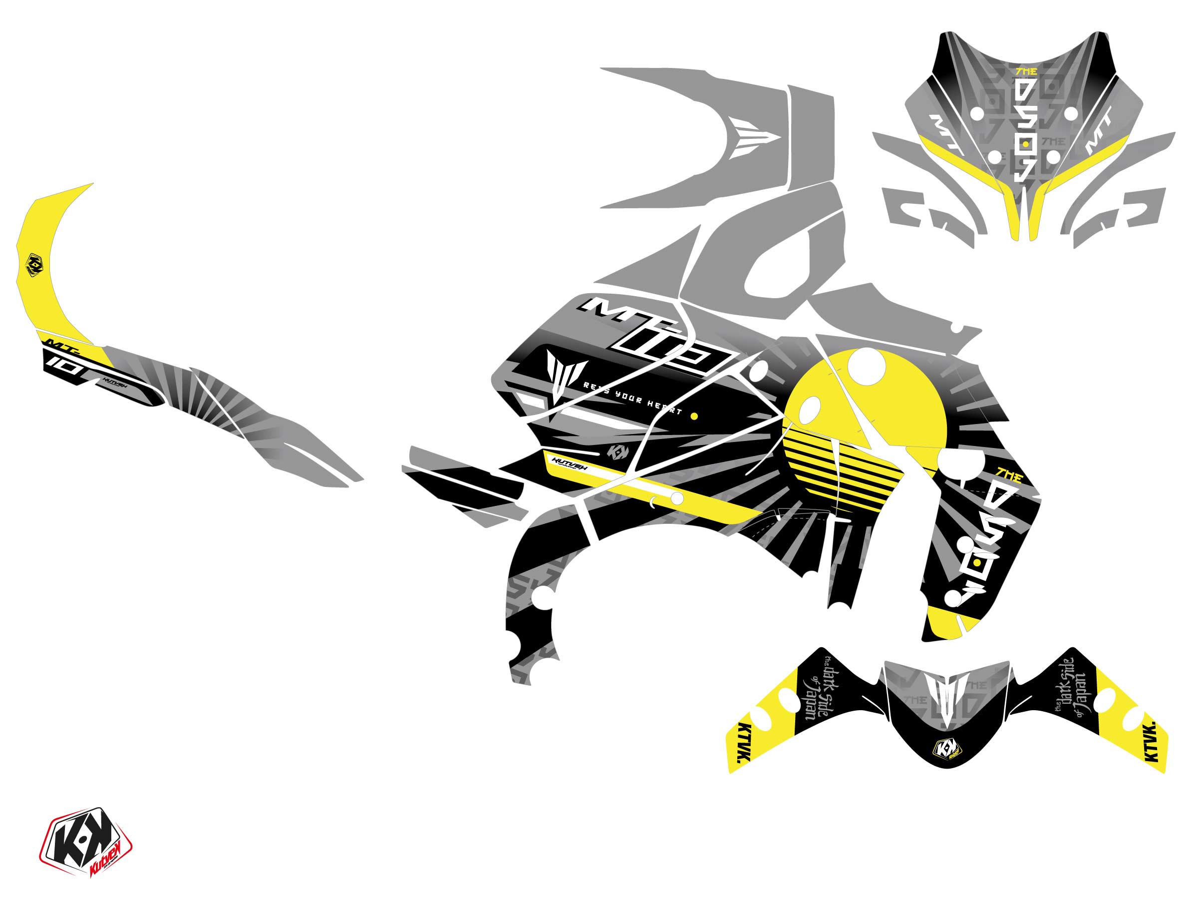 YAMAHA MT 10 STREET BIKE DARKSIDE GRAPHIC KIT YELLOW