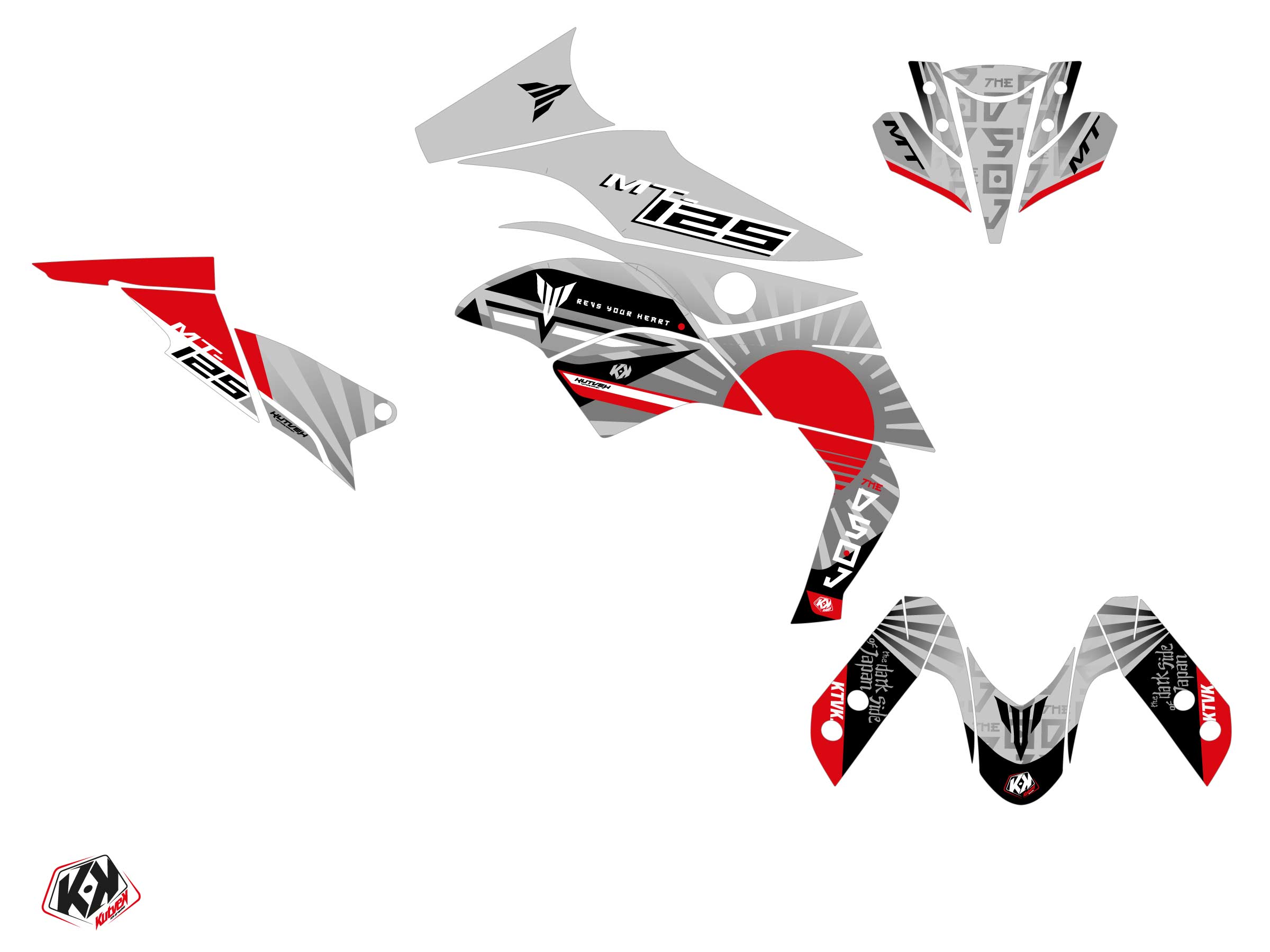 KIT DÉCO MOTO DARKSIDE YAMAHA MT 125 ROUGE