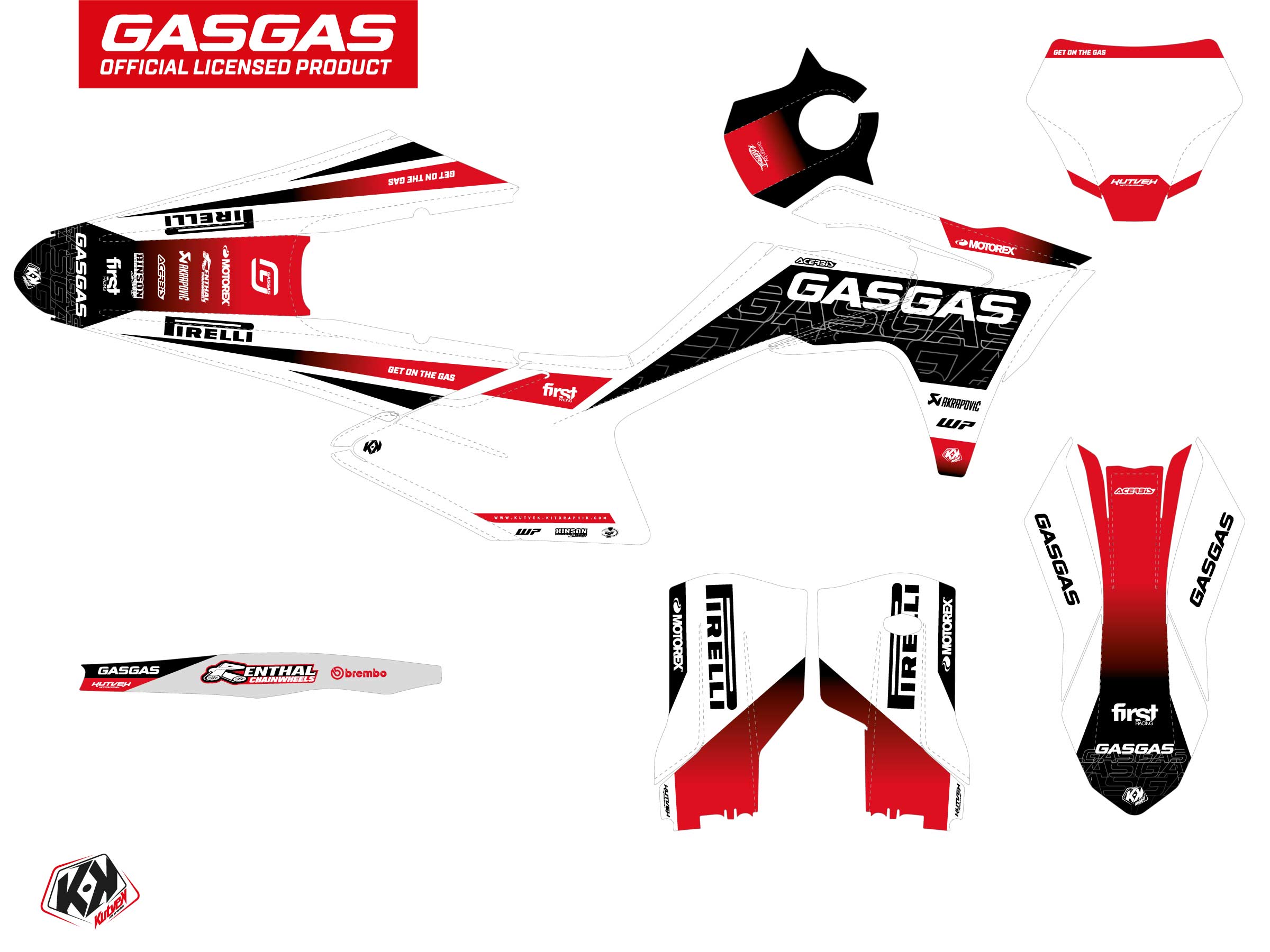 Gasgas Ex 350 F Dirt Bike Drop Graphic Kit White