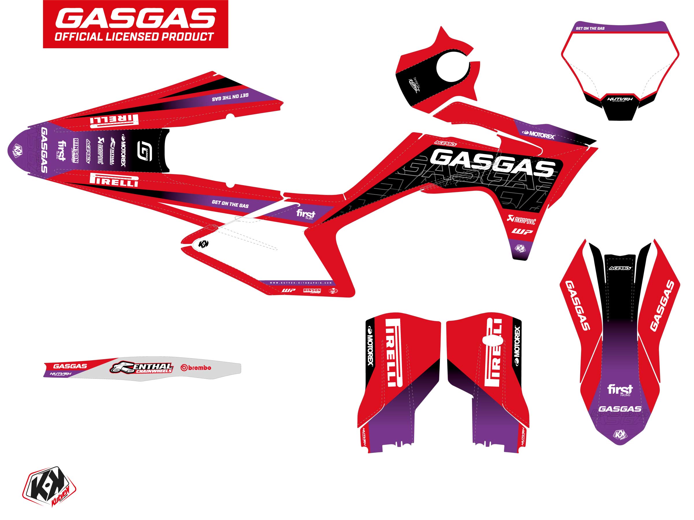 Gasgas Ex 350 F Dirt Bike Drop Graphic Kit Red