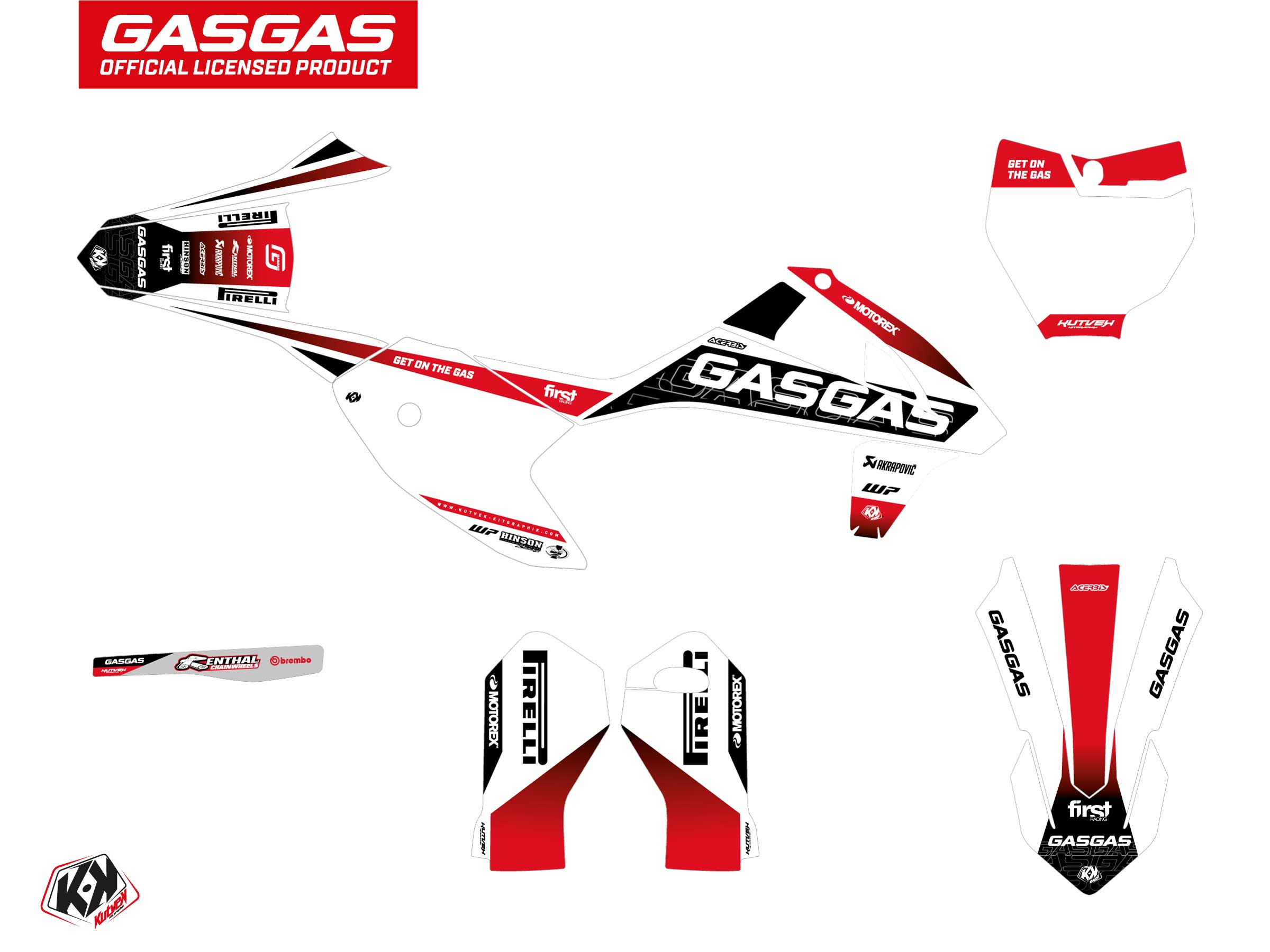 Gasgas Mc-e 5 Dirt Bike Drop Graphic Kit White