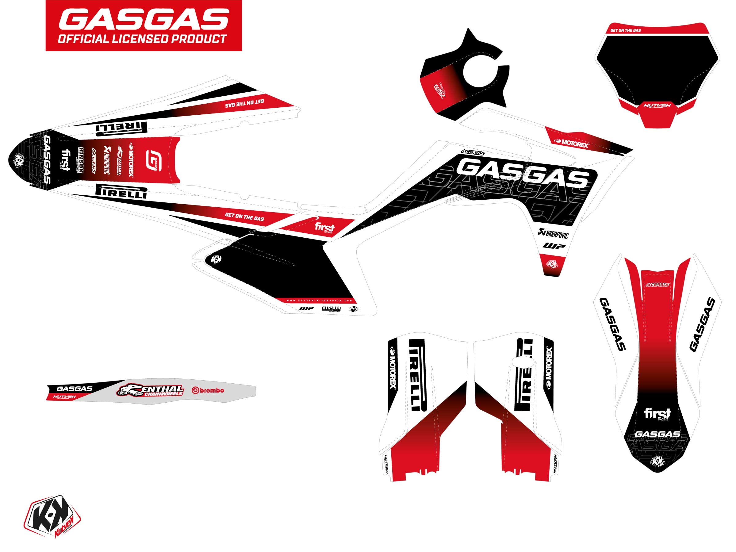 Gasgas Mc 250 F Dirt Bike Drop Graphic Kit White
