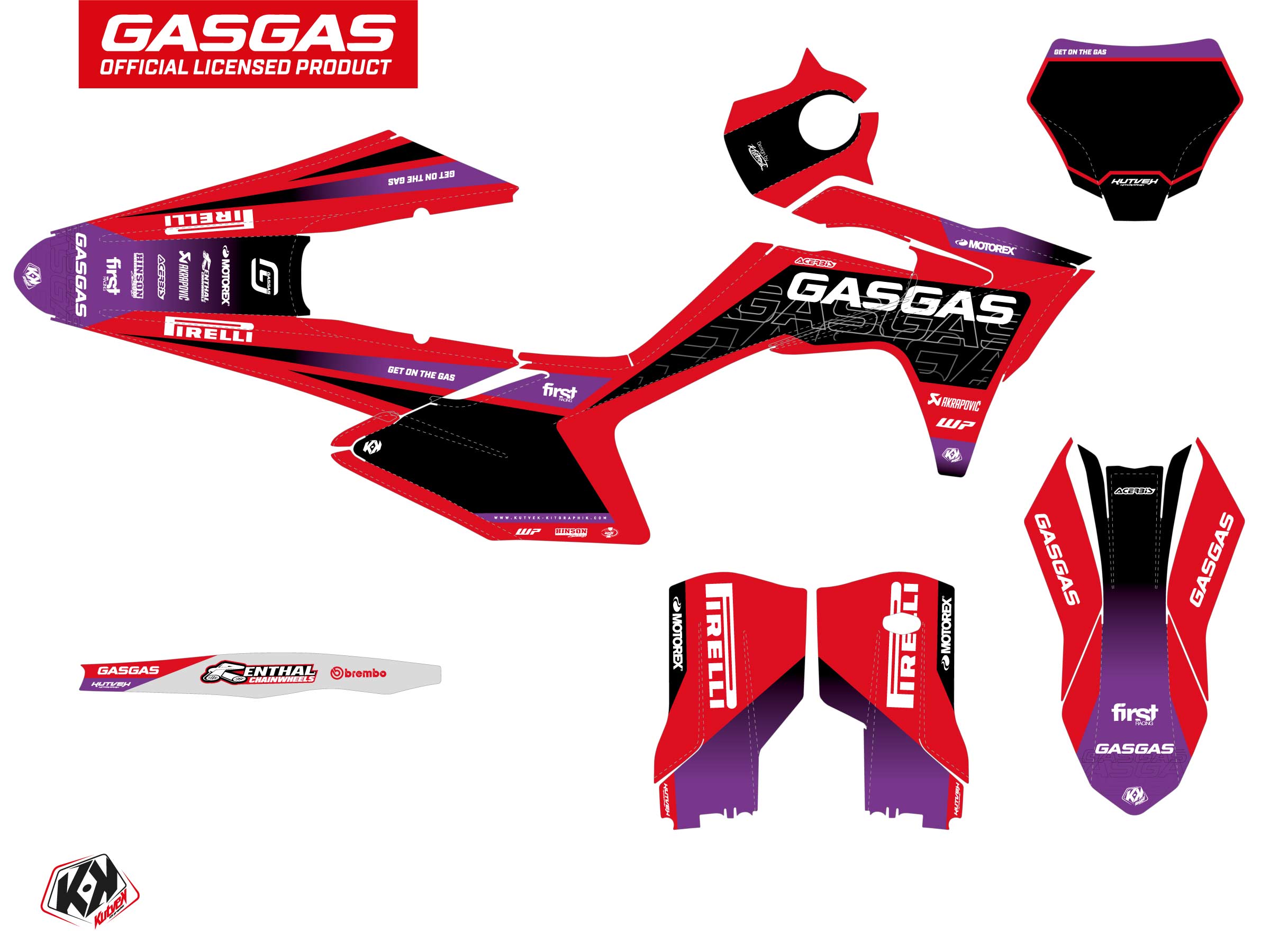 Gasgas Mc 250 F Dirt Bike Drop Graphic Kit Red
