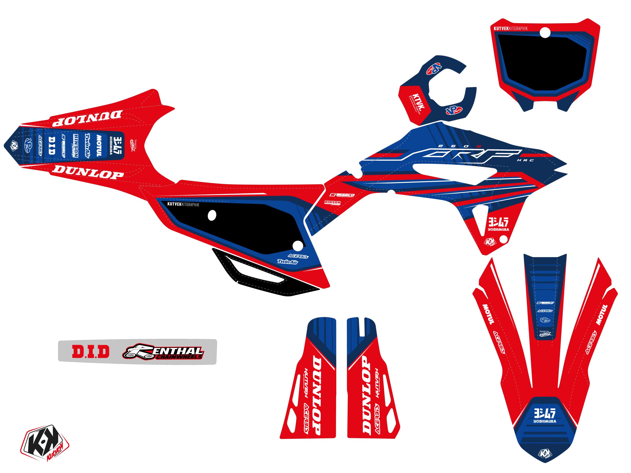 KIT DÉCO MOTOCROSS EAGLE HONDA CRF 250 R BLEU