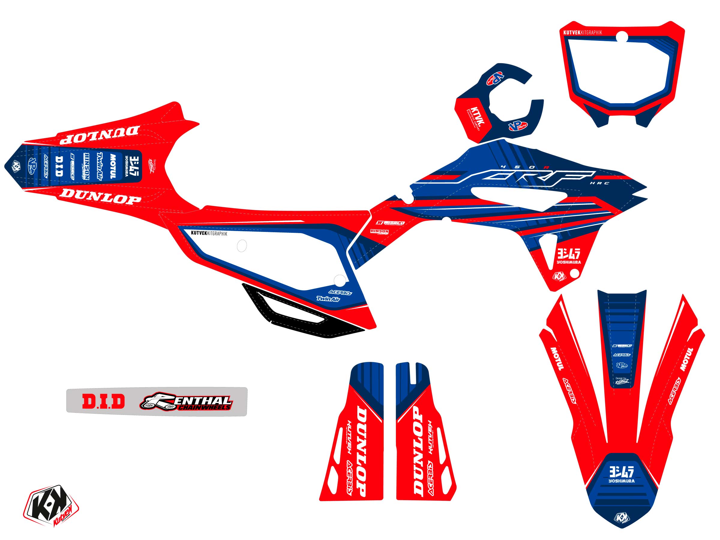 KIT DÉCO MOTOCROSS EAGLE HONDA CRF 450 R BLEU