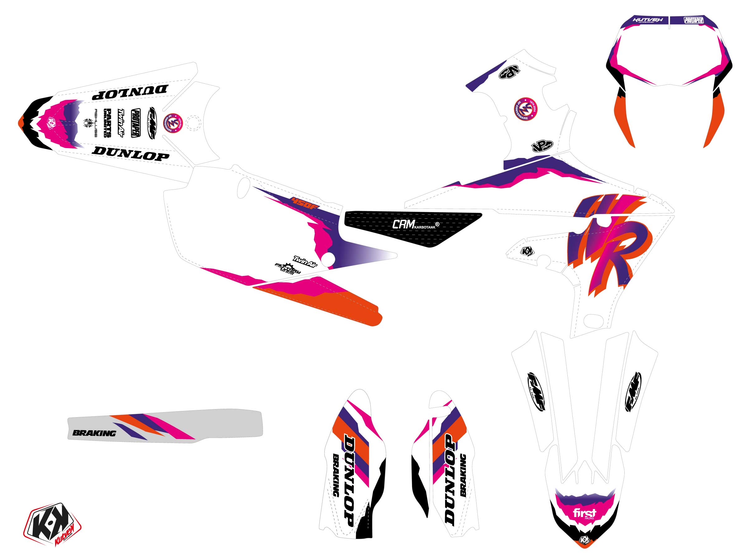 Yamaha Wr 450 F Dirt Bike Fifty Graphic Kit White