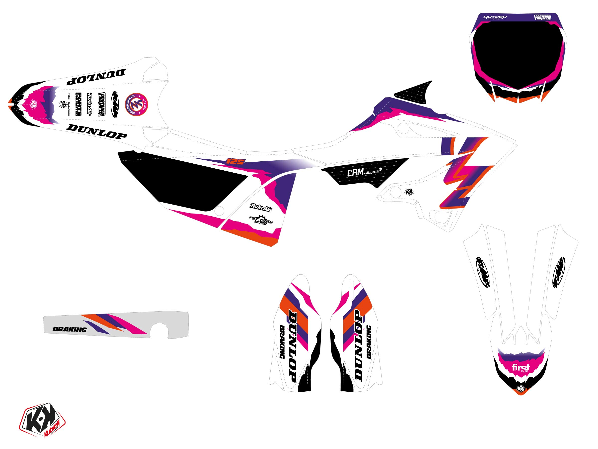 Yamaha Yz 125 Dirt Bike Fifty Graphic Kit White