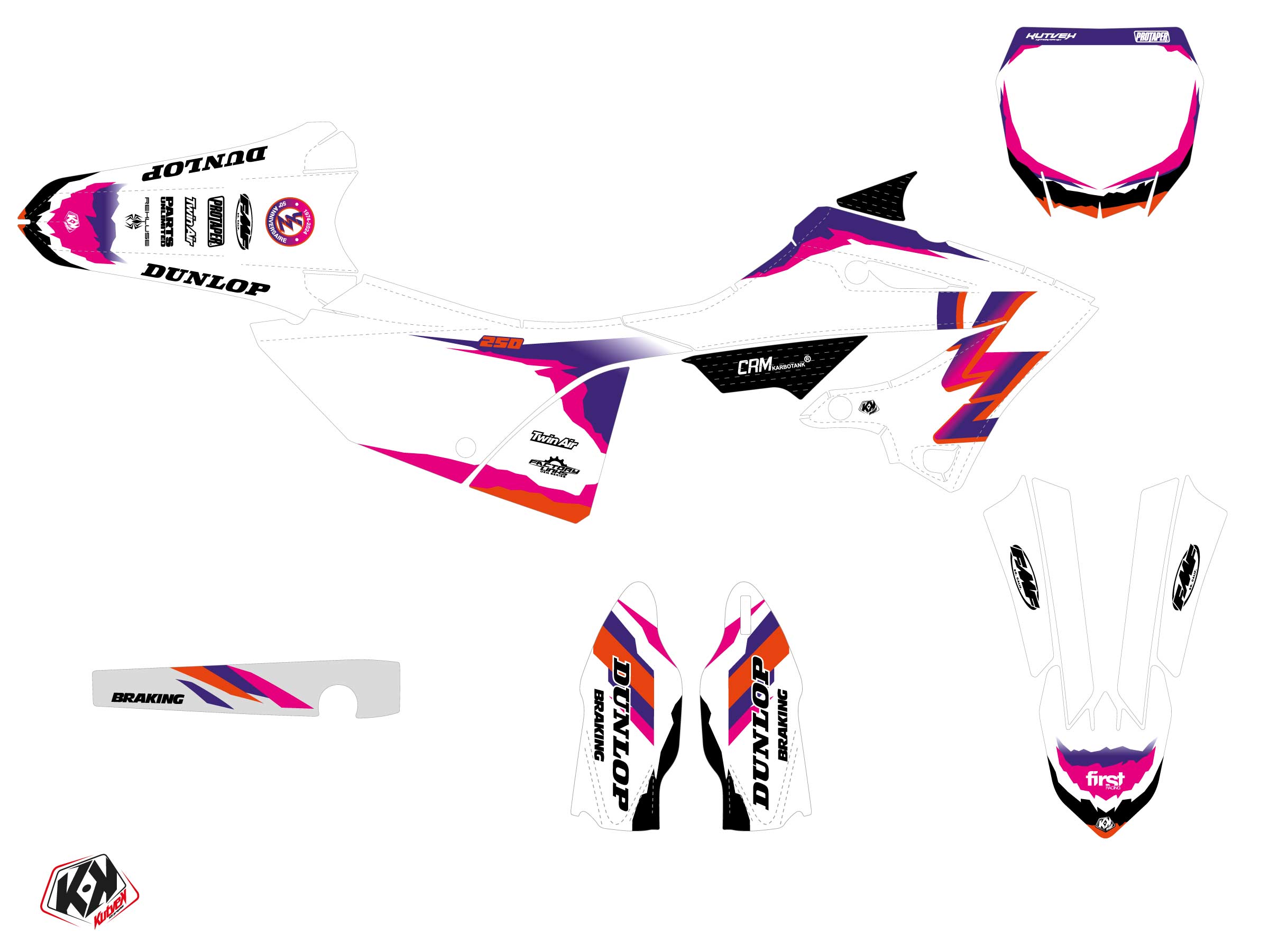 Yamaha Yz 250 Dirt Bike Fifty Graphic Kit White