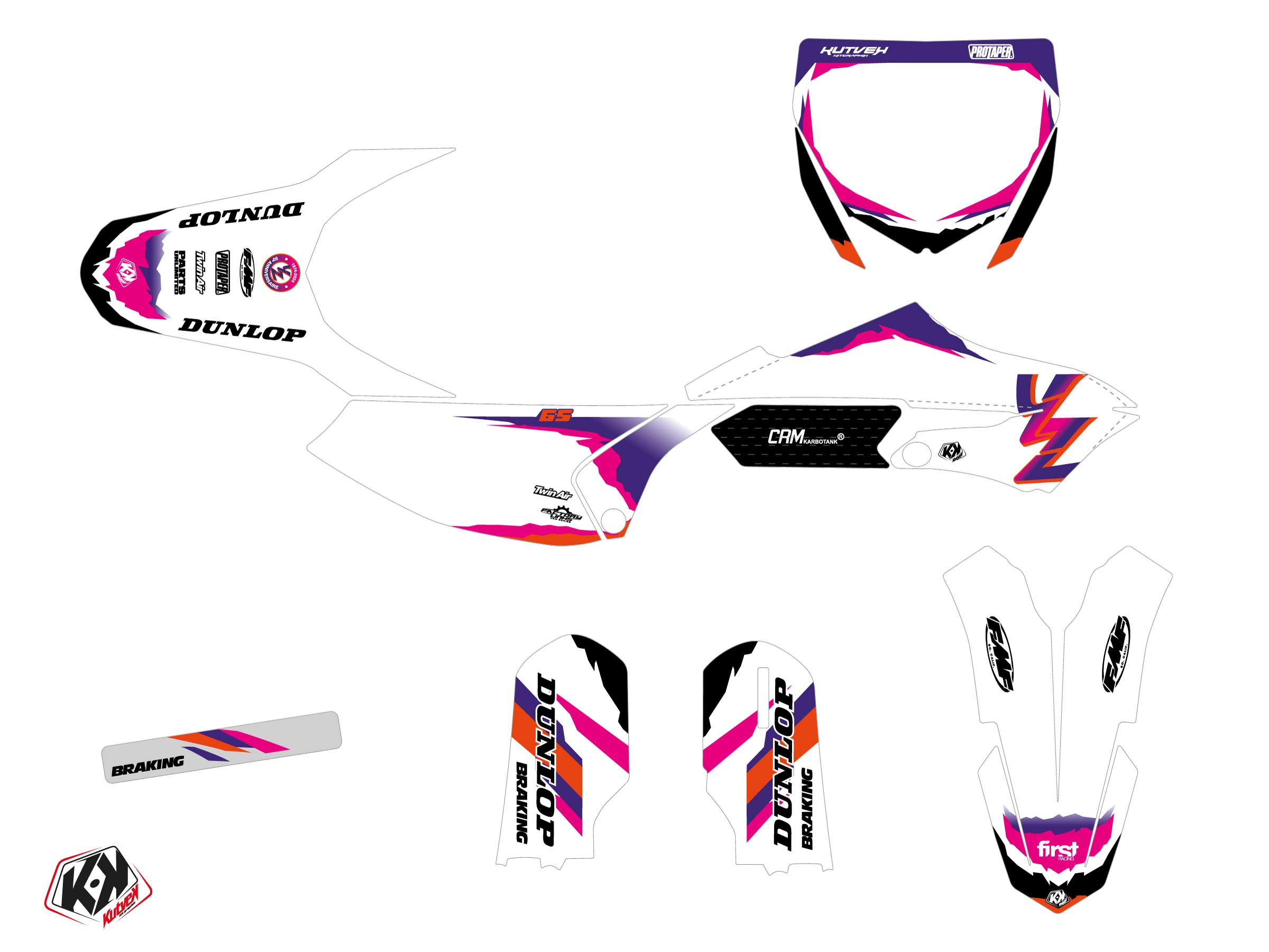 Kit Déco Motocross Fifty Yamaha Yz 65 Blanc