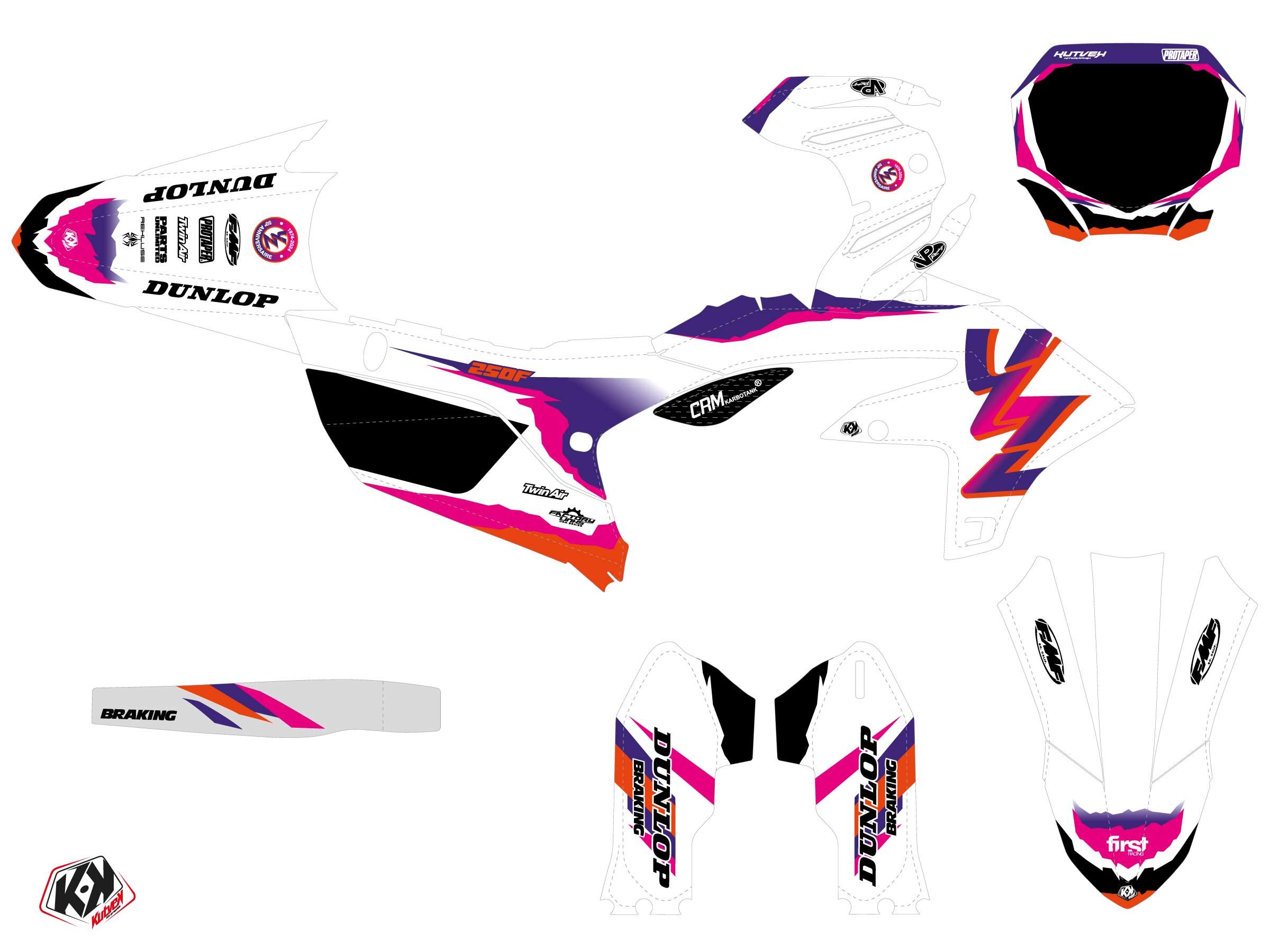 Yamaha Yz 250 F Dirt Bike Fifty Graphic Kit White