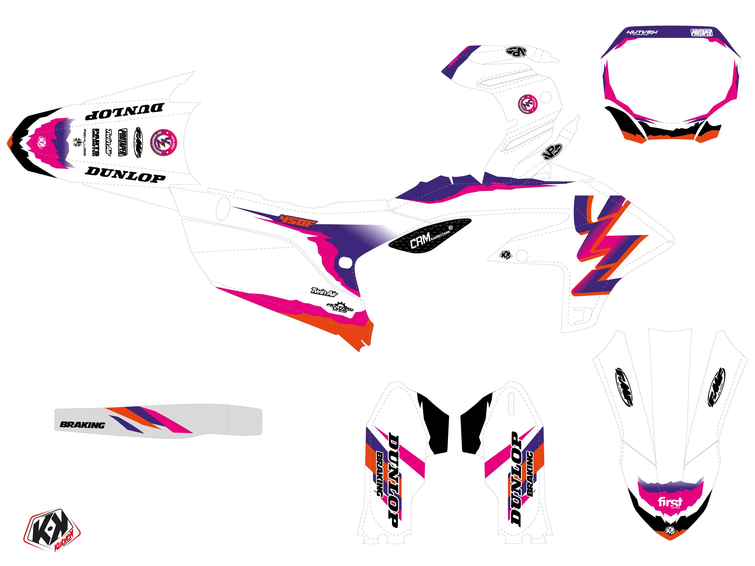 Yamaha Yz 450 F Dirt Bike Fifty Graphic Kit White