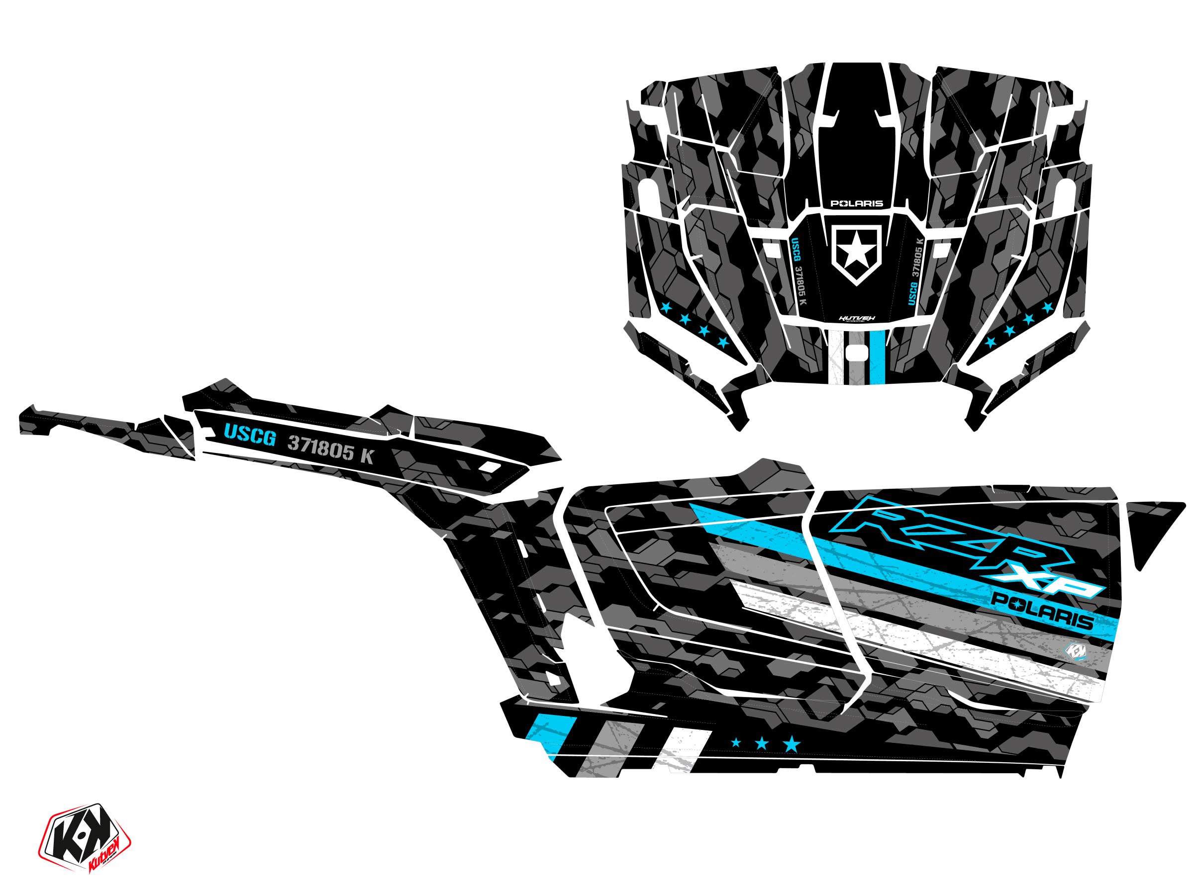 Kit Déco Ssv Force Polaris Rzr Xp  4 Portes Bleu Full