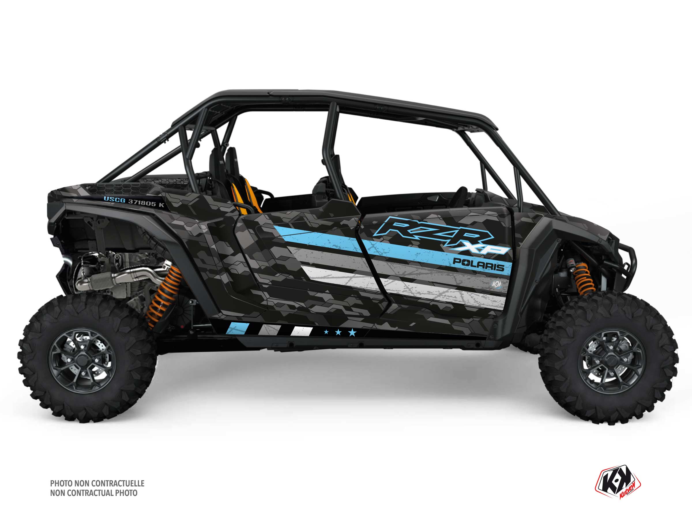 Polaris Rzr Xp  4 Portes Utv Force Graphic Kit Blue Full