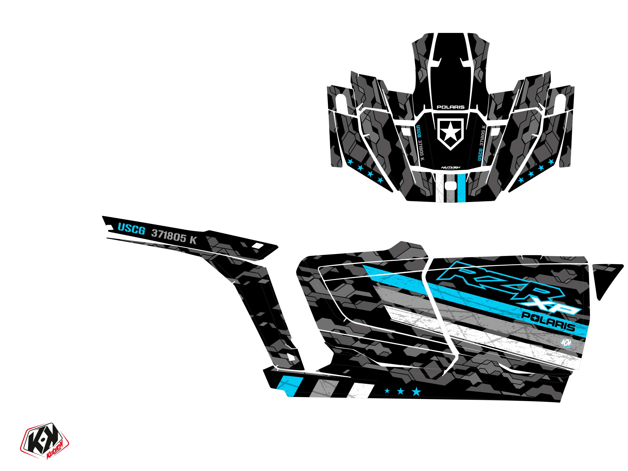 Kit Déco Ssv Force Polaris Rzr Xp  4 Portes Bleu