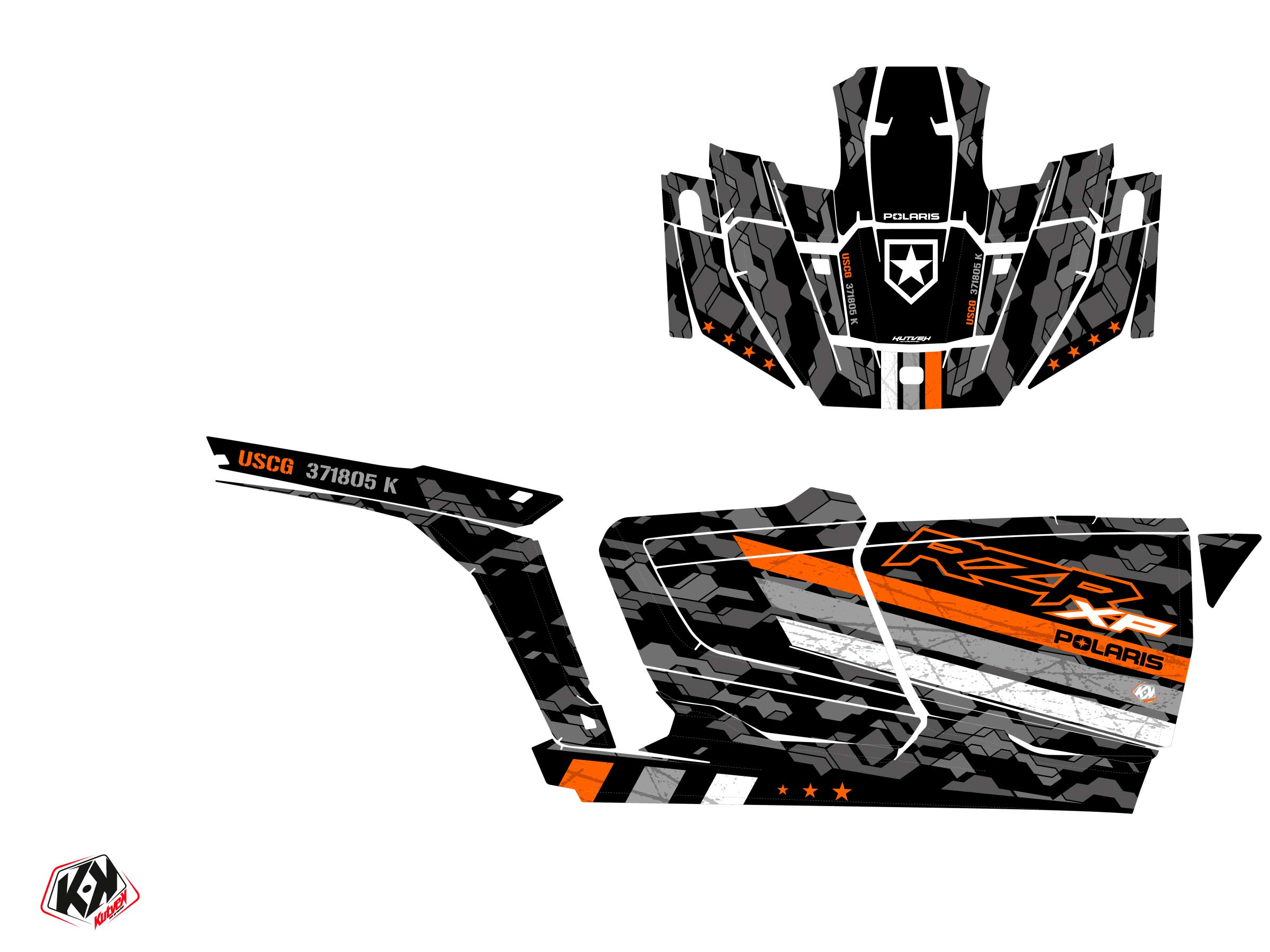 Polaris Rzr Xp  4 Portes Utv Force Graphic Kit Orange