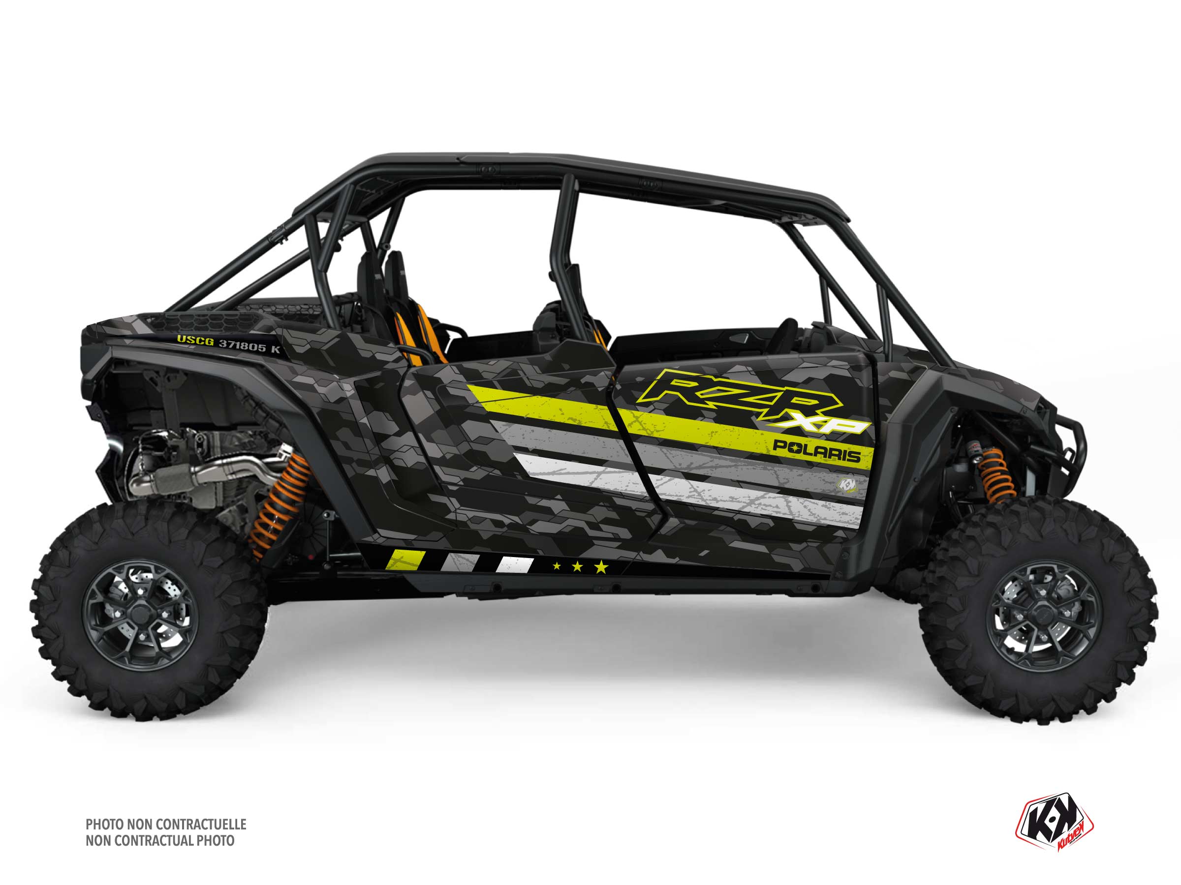 Polaris Rzr Xp  4 Portes Utv Force Graphic Kit Green/neon Full