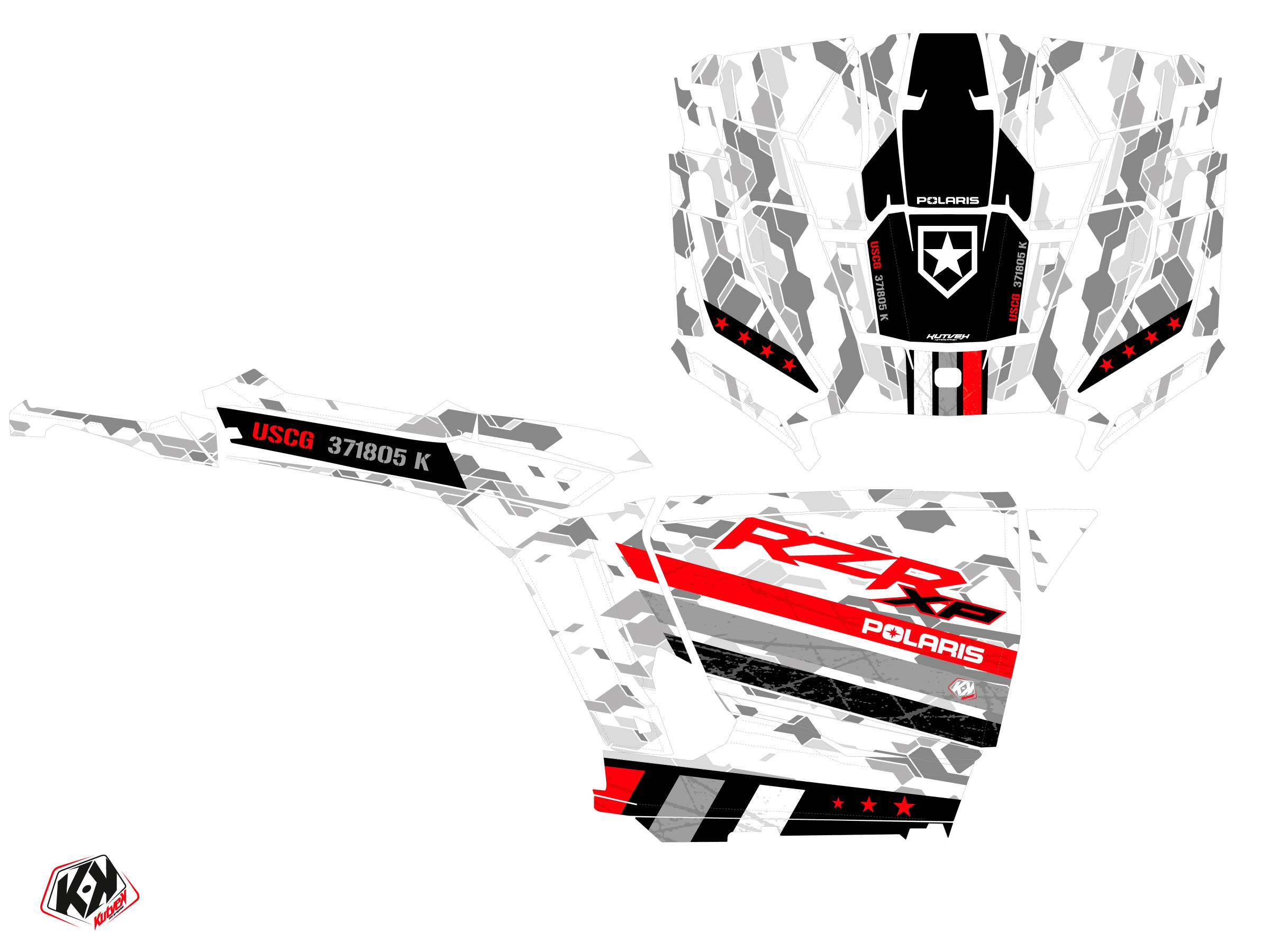 Polaris Rzr Xp Utv Force Graphic Kit White Full