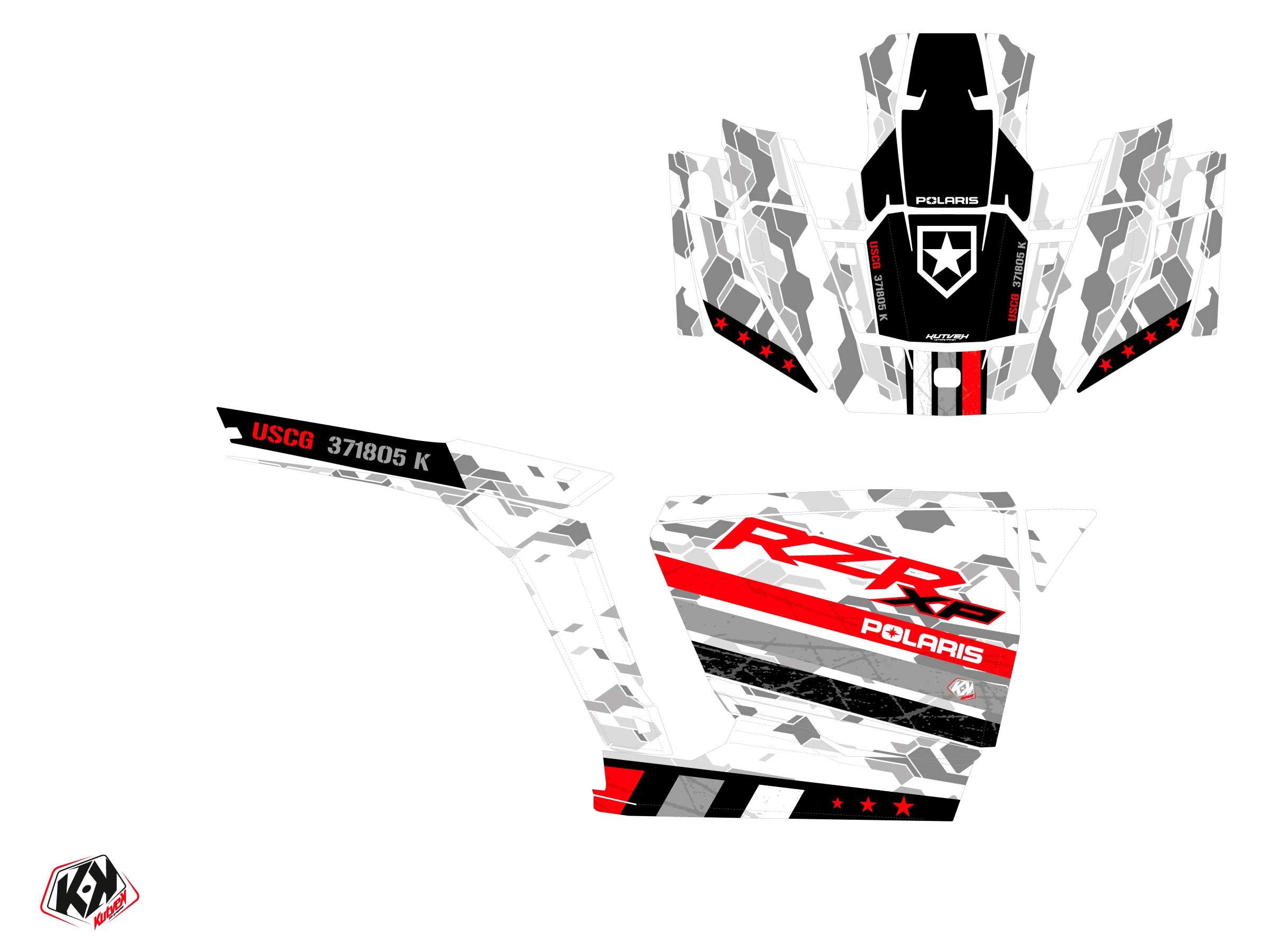 Polaris Rzr Xp Utv Force Graphic Kit White