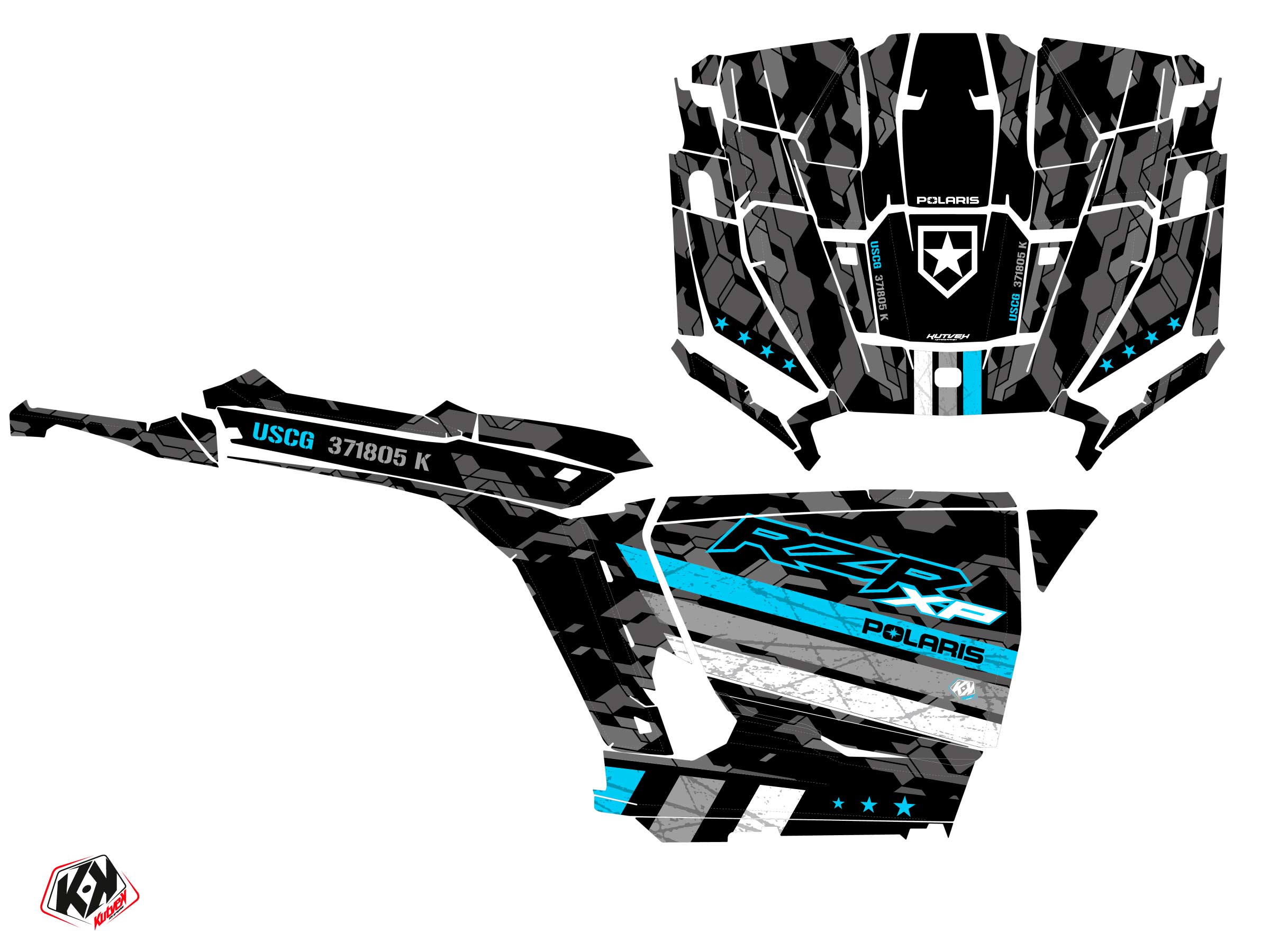 Polaris Rzr Xp Utv Force Graphic Kit Blue Full