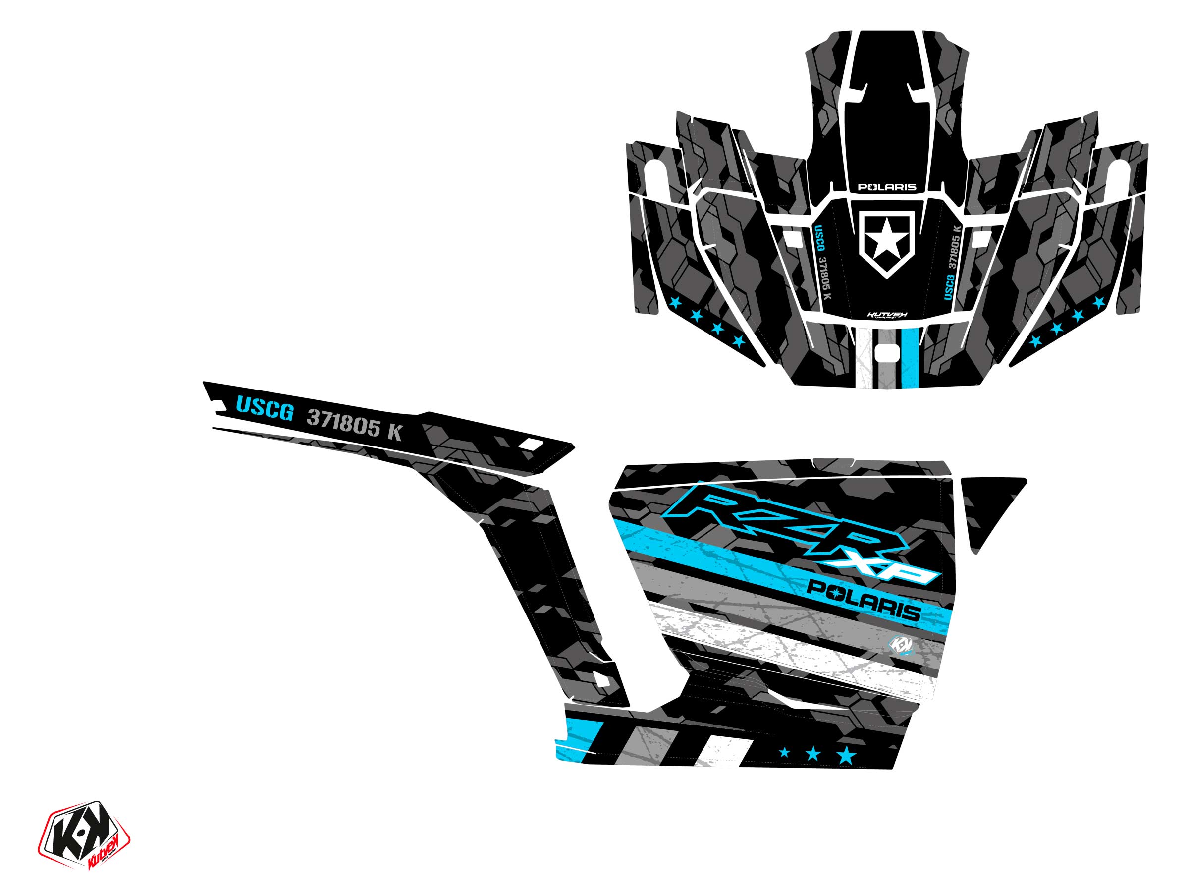 Polaris Rzr Xp Utv Force Graphic Kit Blue