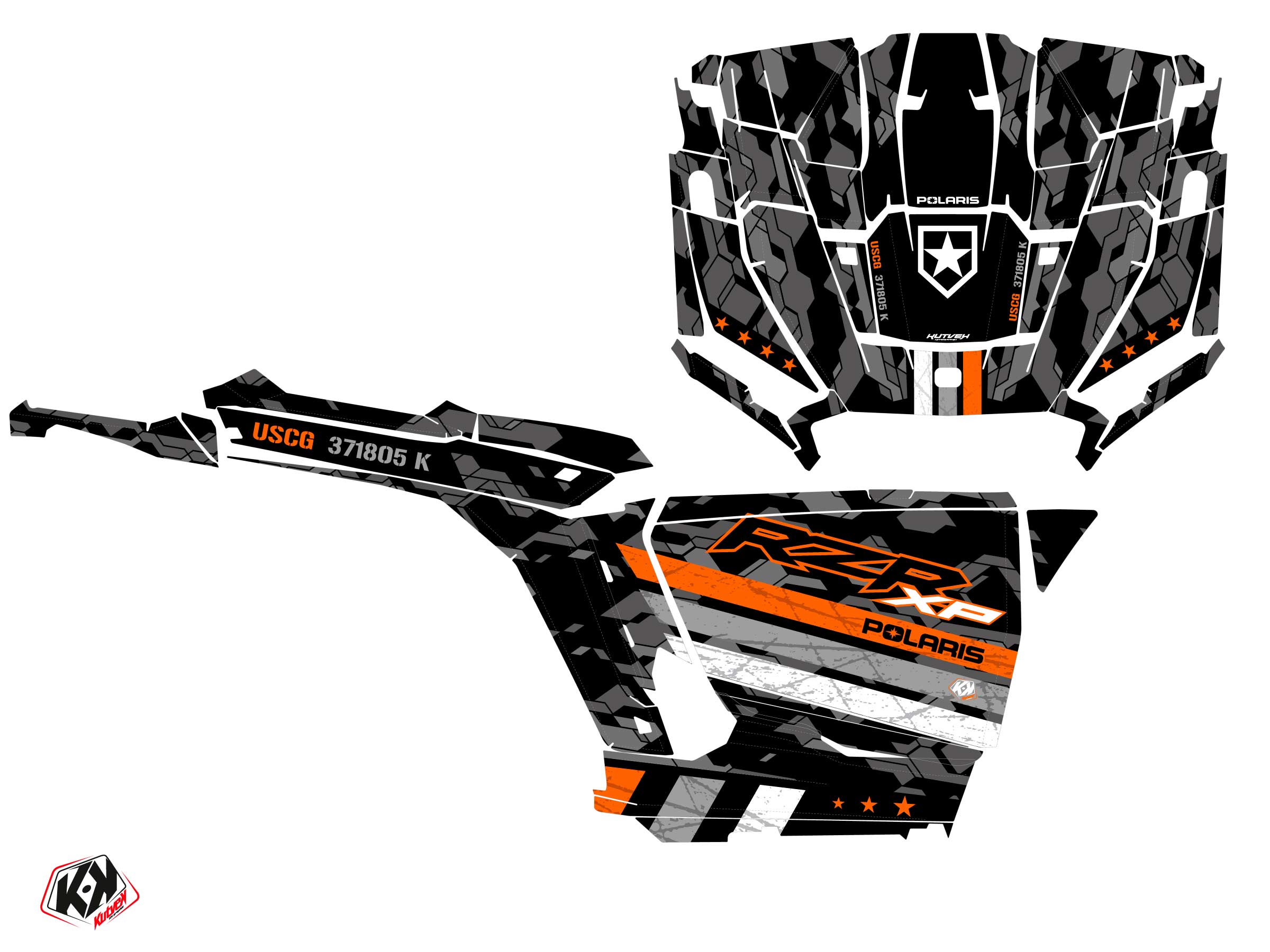 Polaris Rzr Xp Utv Force Graphic Kit Orange Full