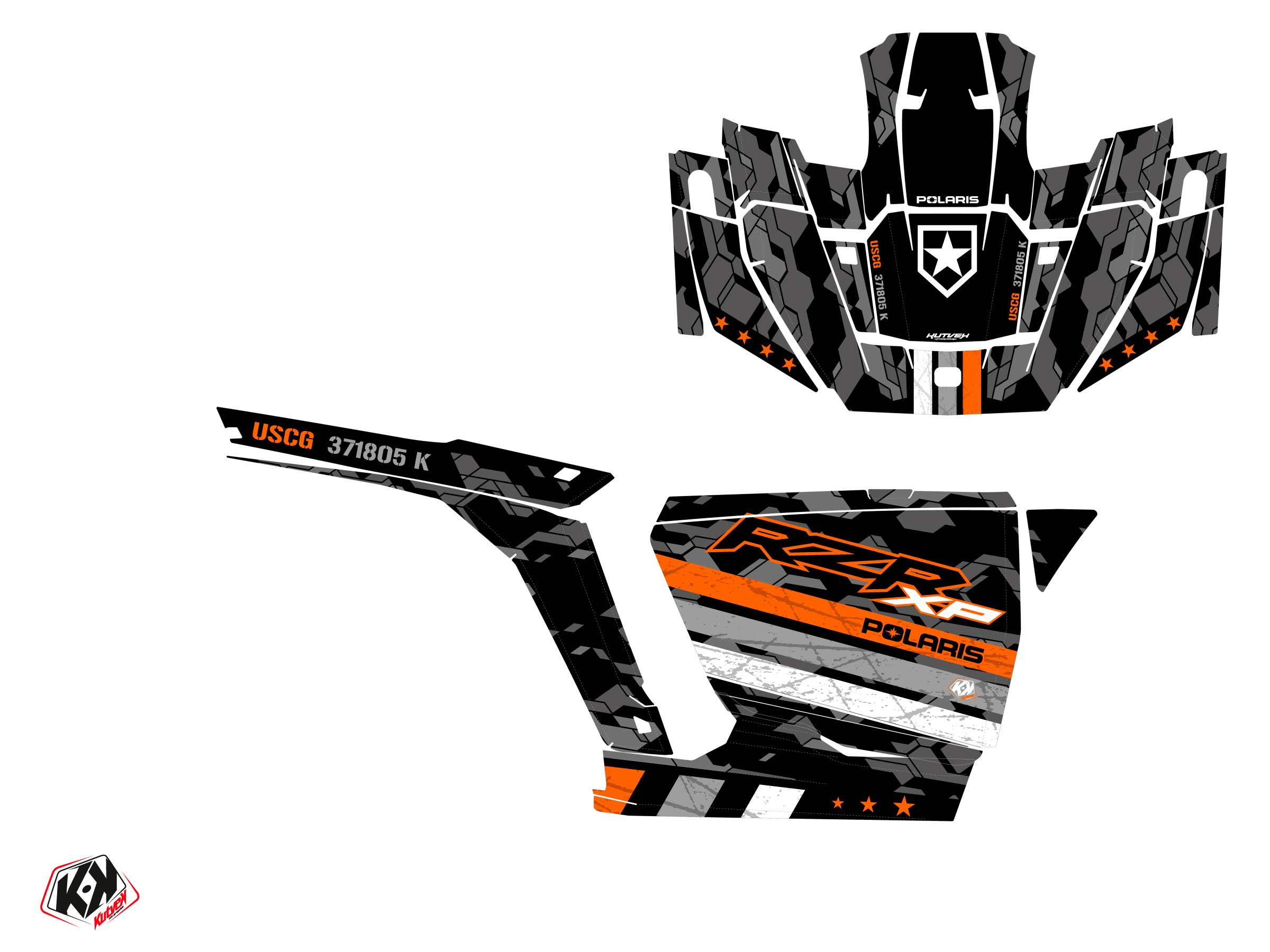Polaris Rzr Xp Utv Force Graphic Kit Orange