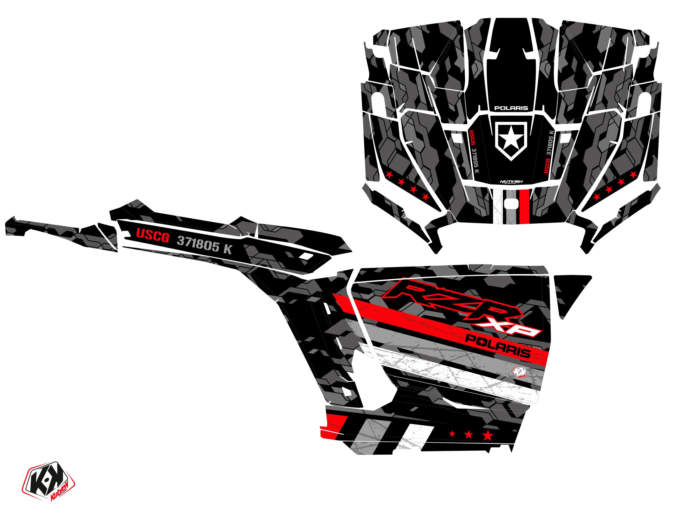 Polaris Rzr Xp Utv Force Graphic Kit Red Full