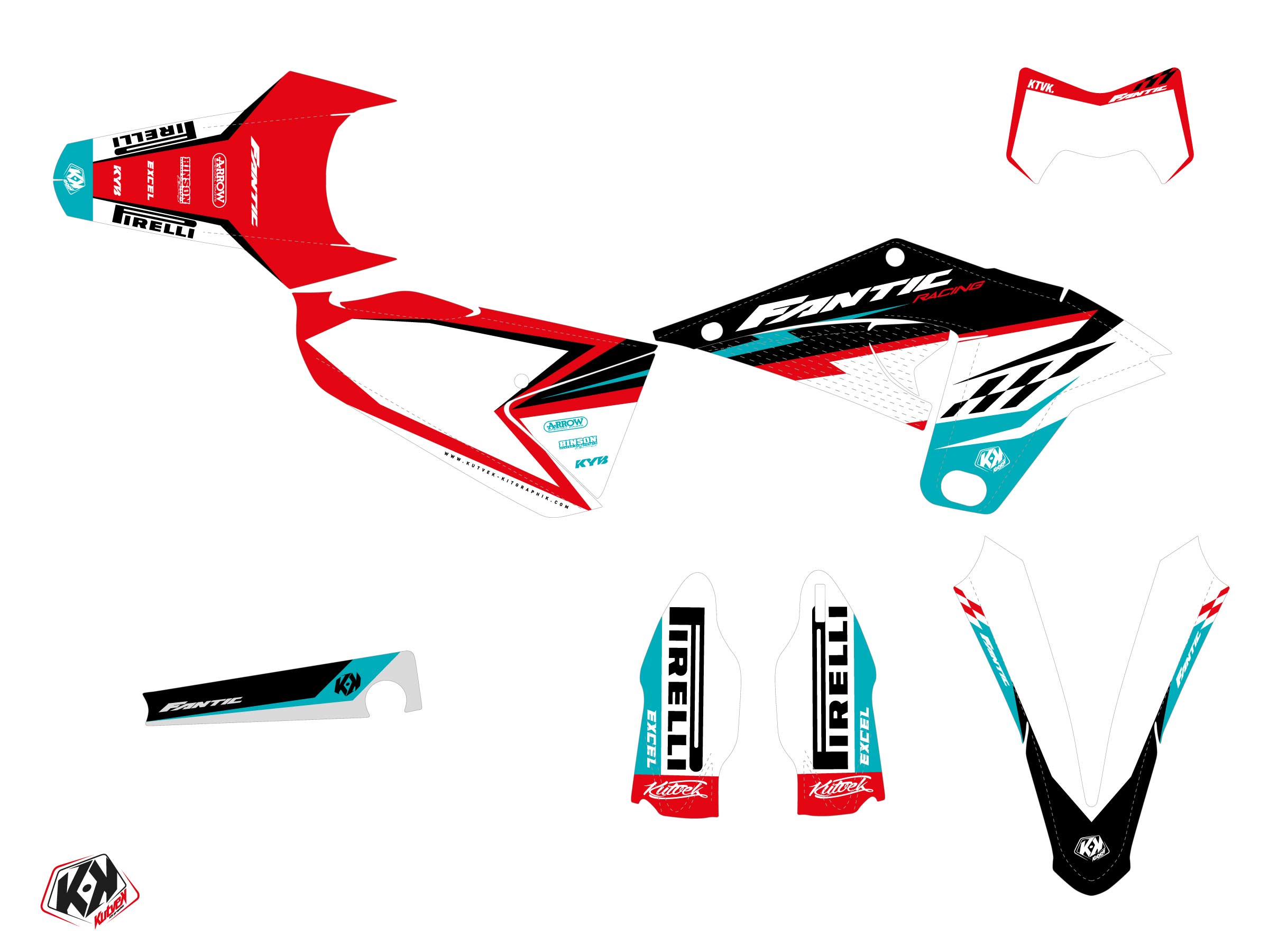 Fantic Xe 125 Dirt Bike Inkline Graphic Kit Turquoise