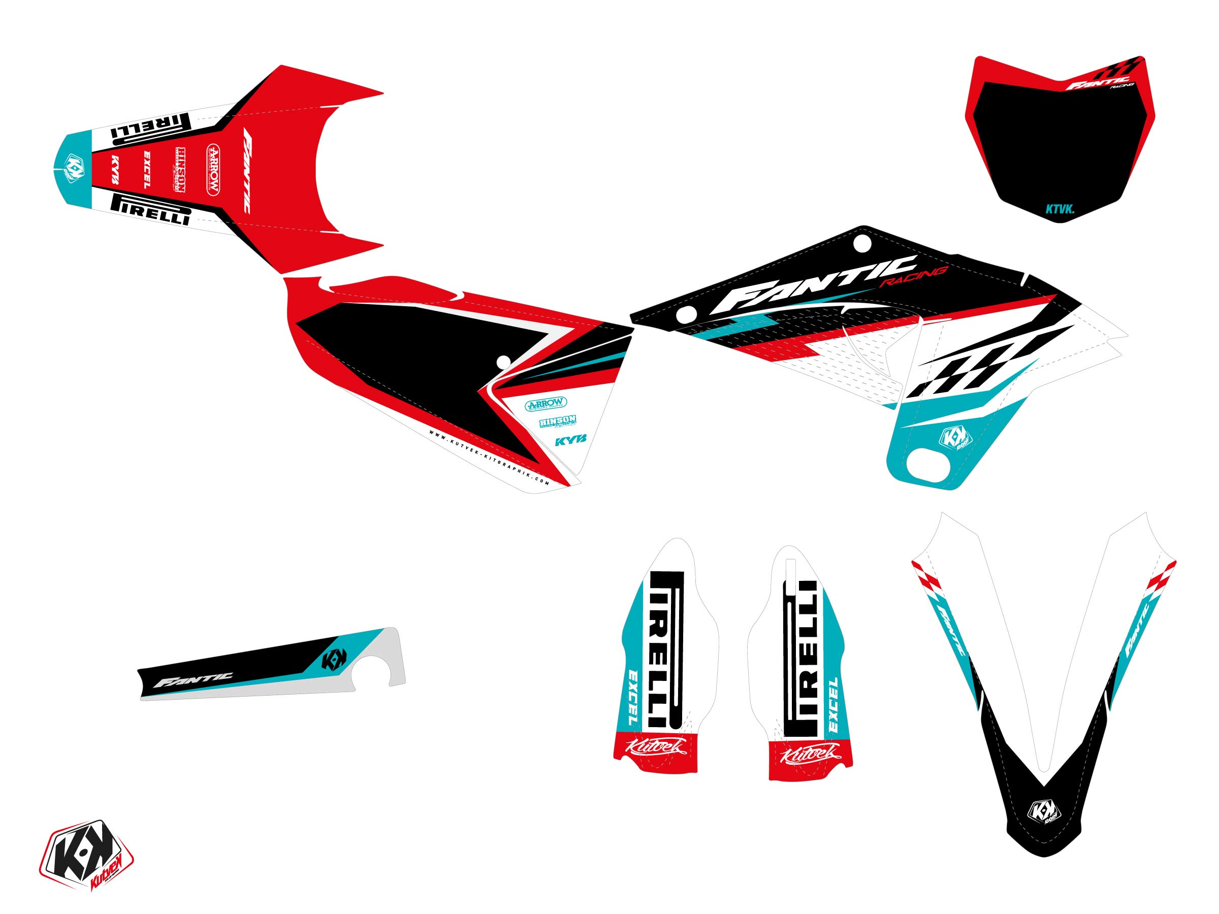 Kit Déco Motocross Inkline Fantic Xx 125 Turquoise