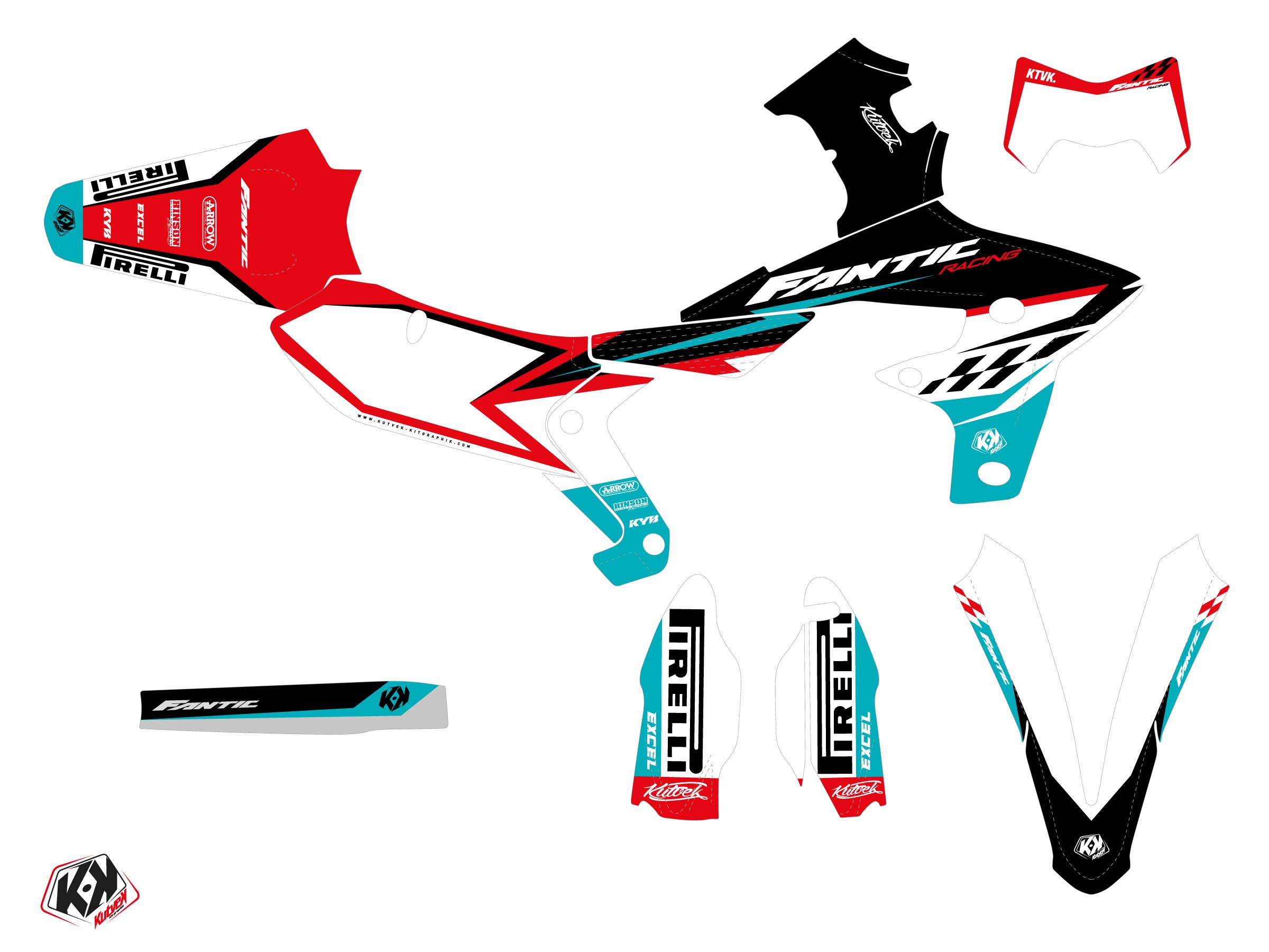 Kit Déco Motocross Inkline Fantic Xef 250 Turquoise