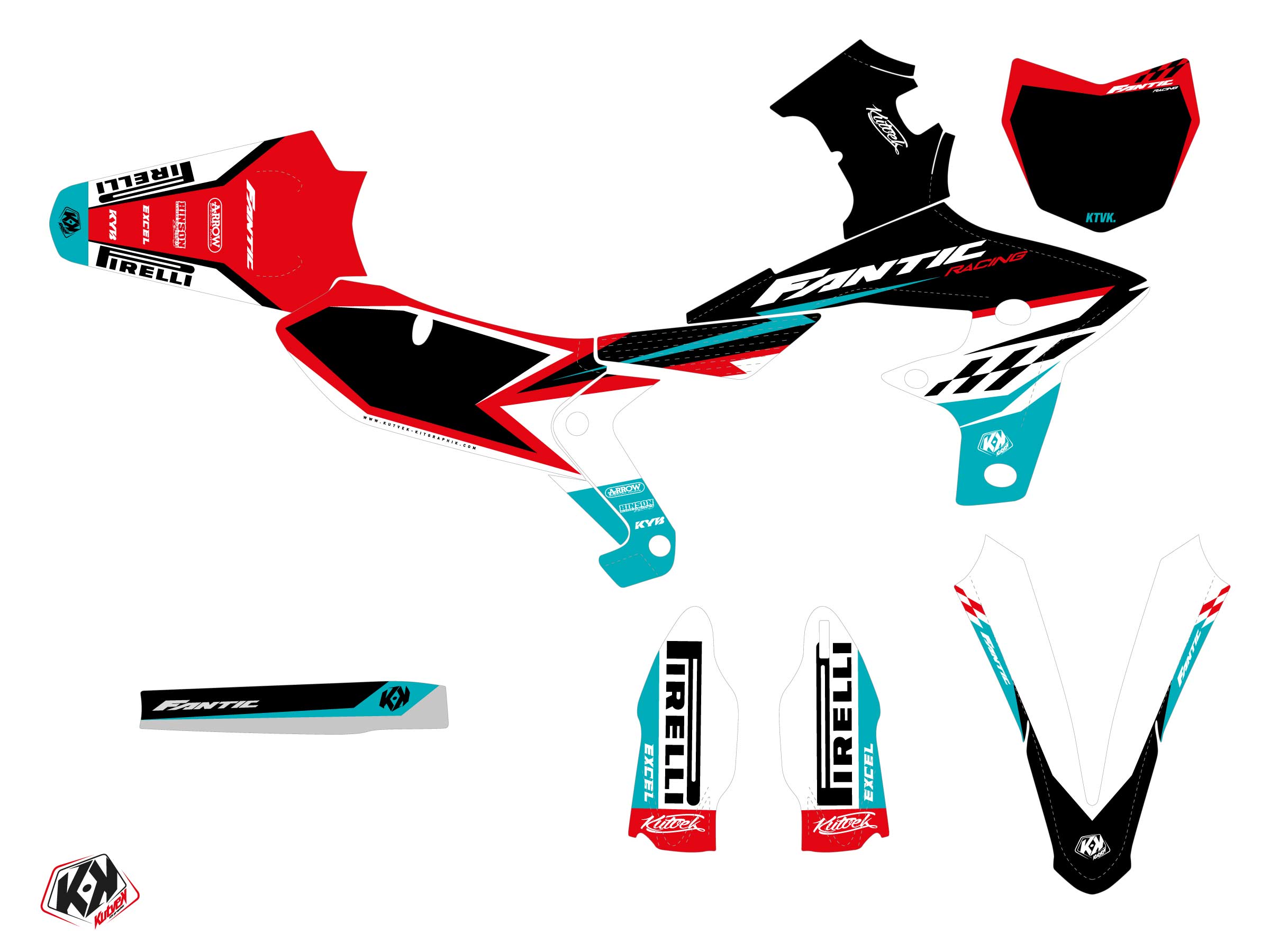 Kit Déco Motocross Inkline Fantic Xx 250 F Turquoise