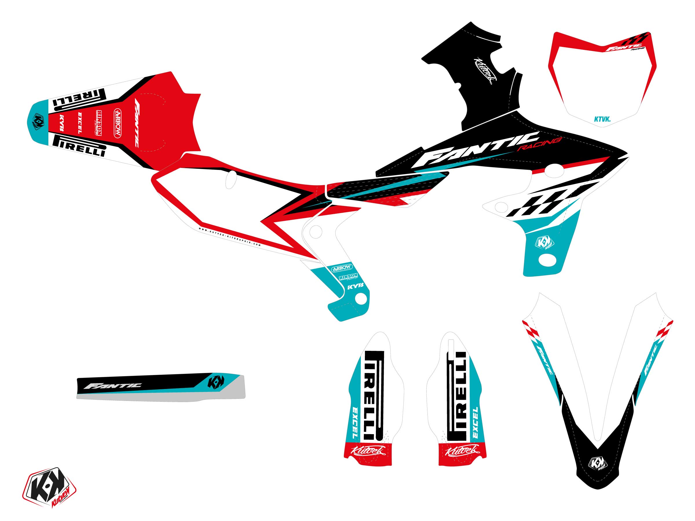 Kit Déco Motocross Inkline Fantic Xx 450 F Turquoise