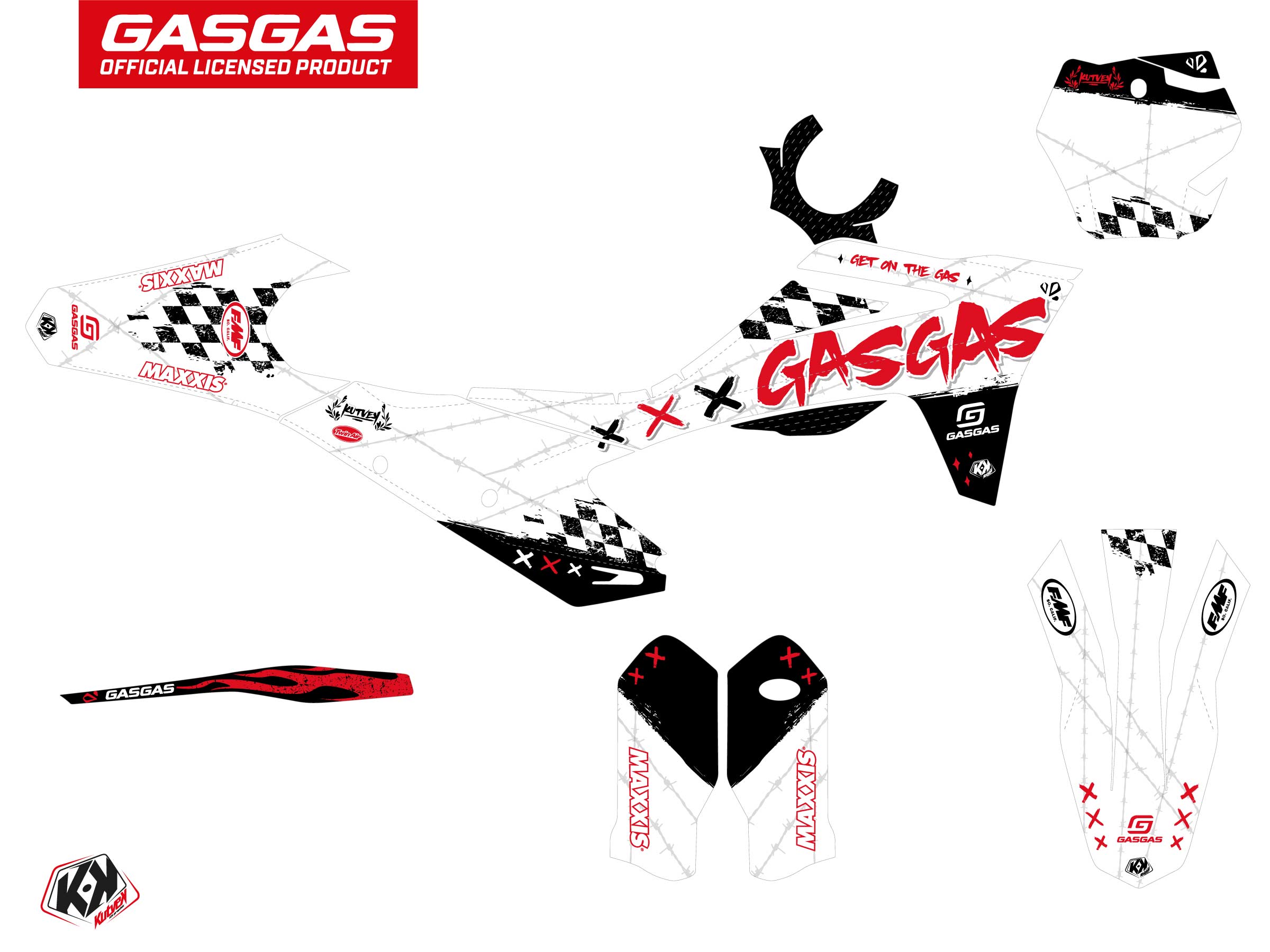 GASGAS EX 300 DIRT BIKE KARTEL GRAPHIC KIT WHITE