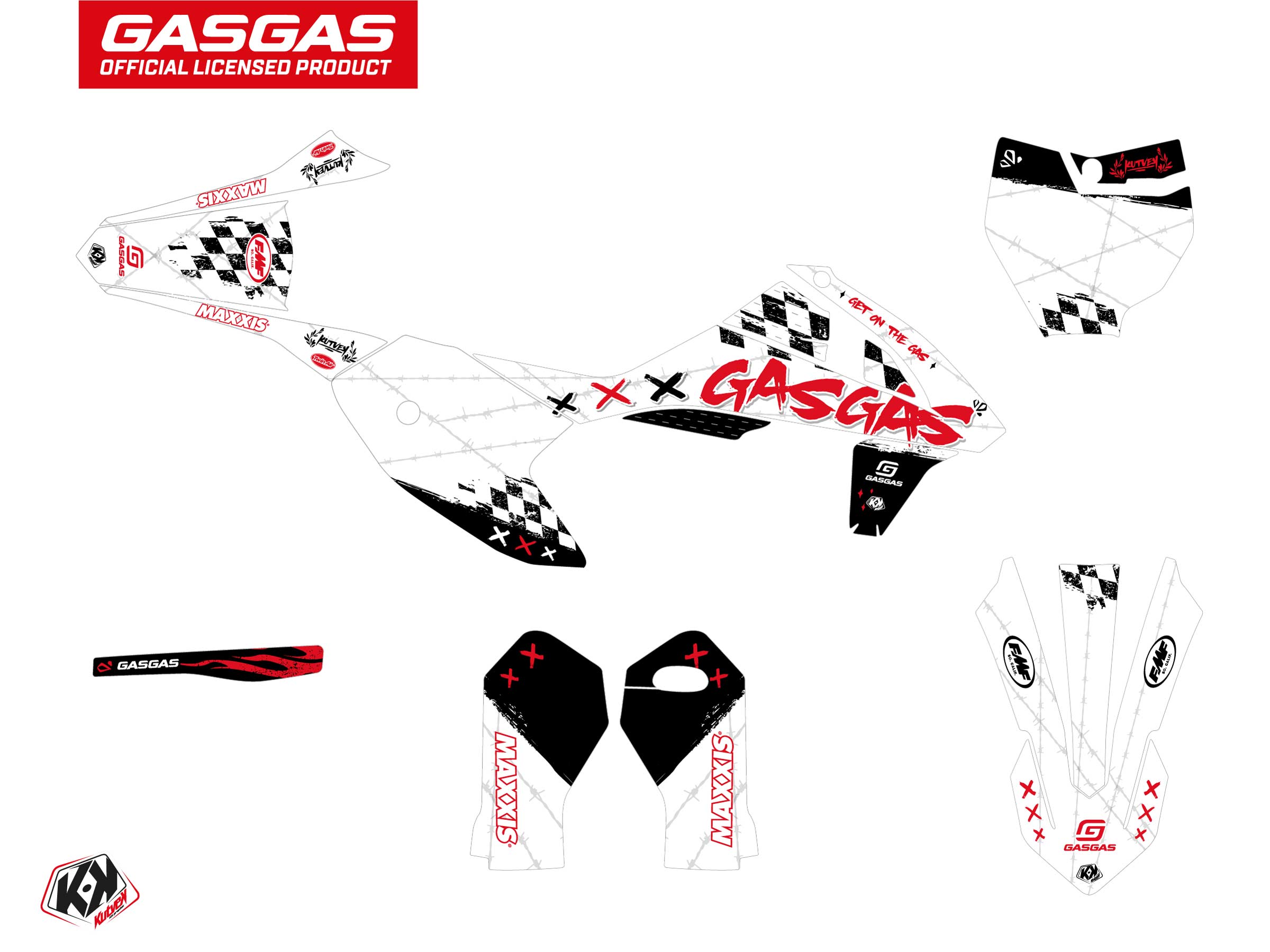 GASGAS MC 50 DIRT BIKE KARTEL GRAPHIC KIT WHITE