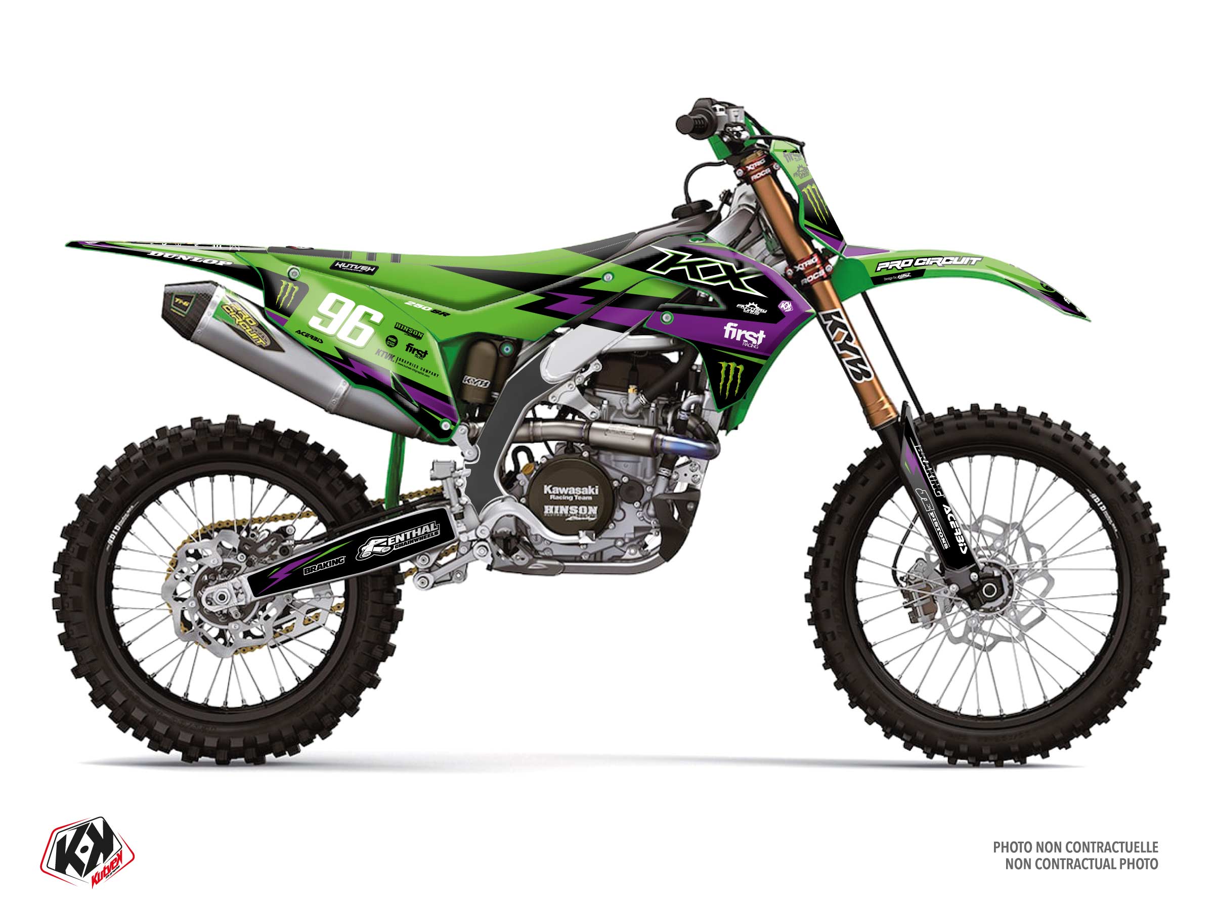 KAWASAKI KX 250 F DIRT BIKE LEKTRA GRAPHIC KIT PURPLE