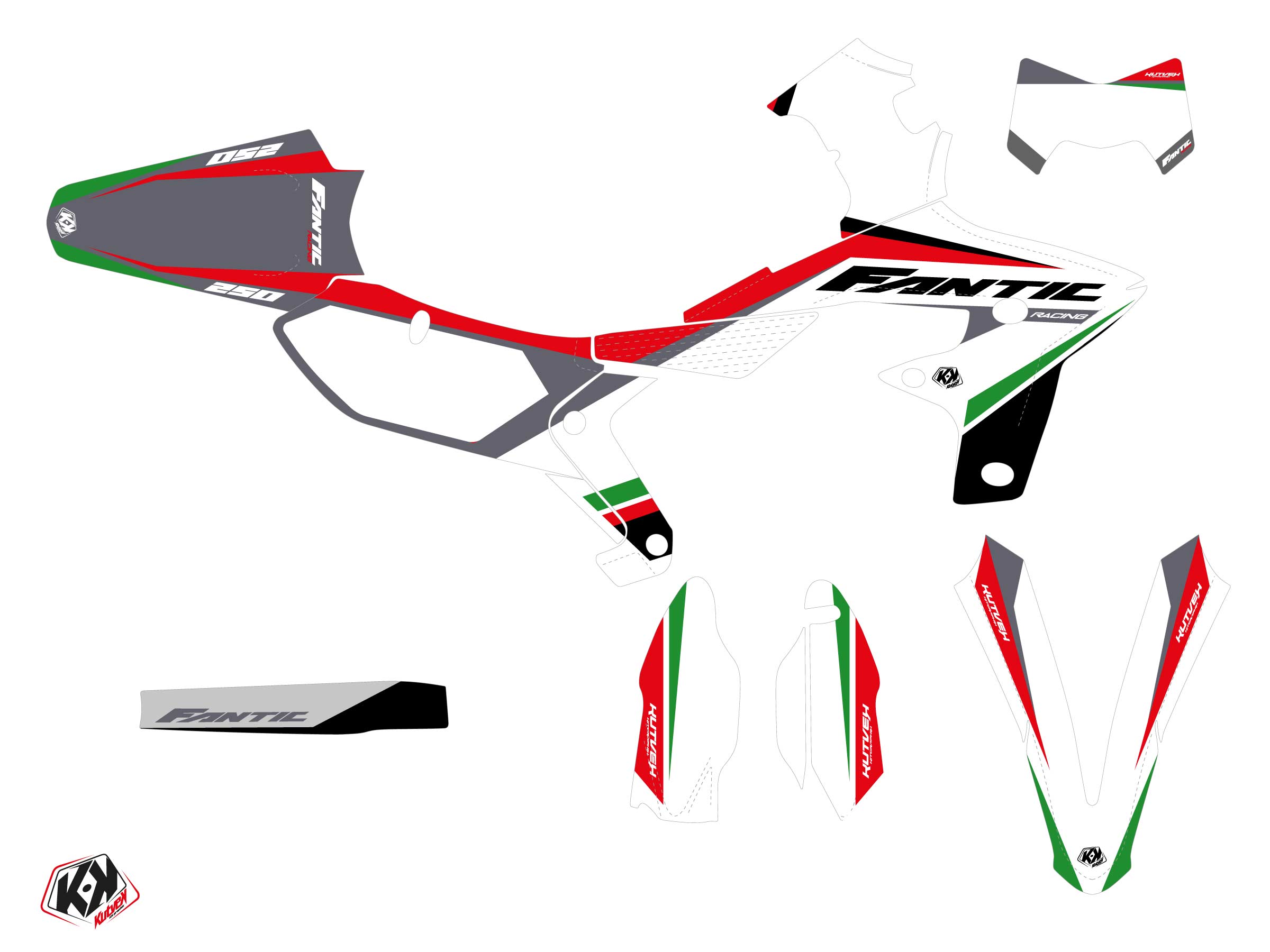 Fantic Xef 250 Dirt Bike Mantova Graphic Kit Green