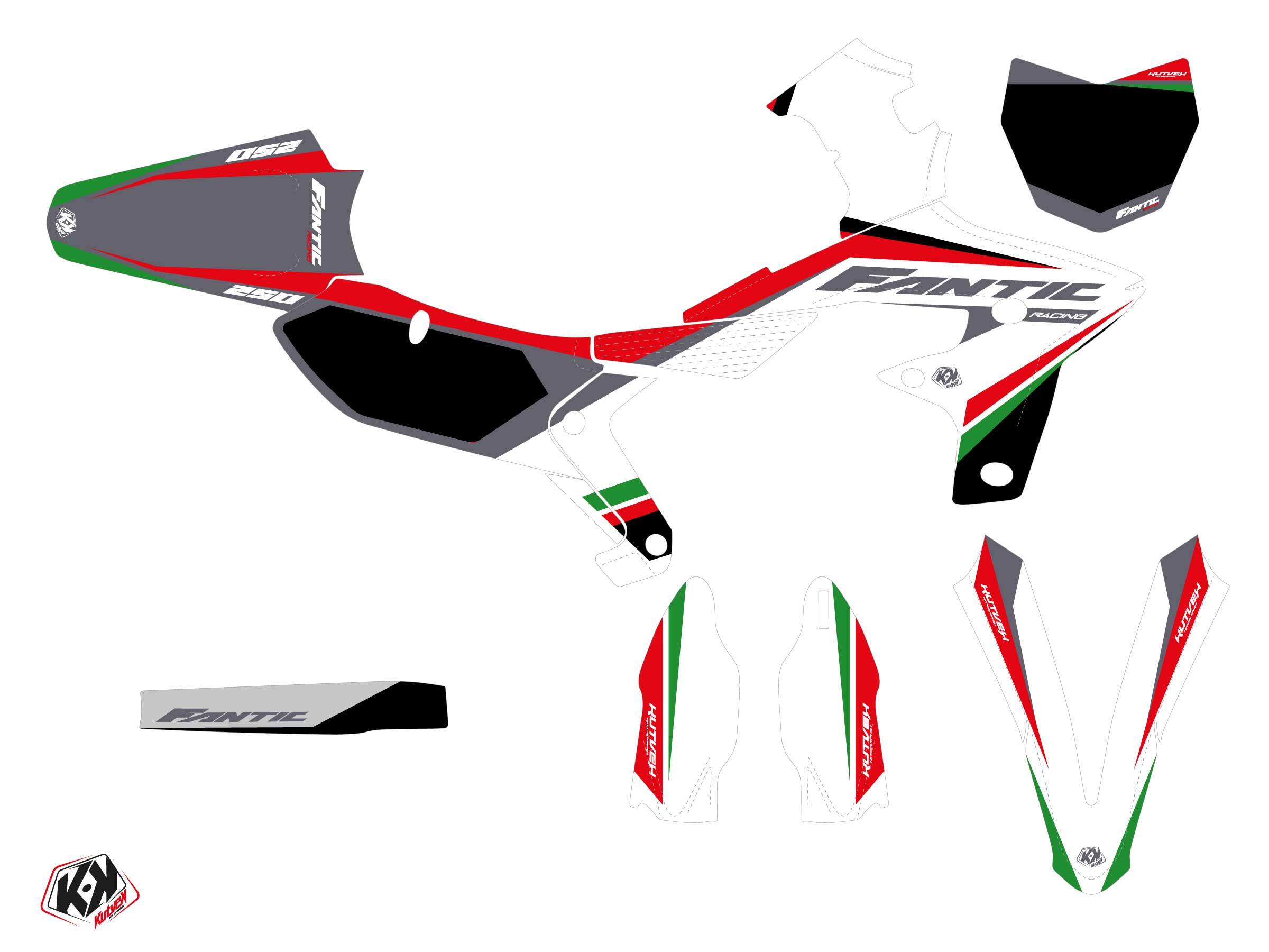 Fantic Xx 250 F Dirt Bike Mantova Graphic Kit Green