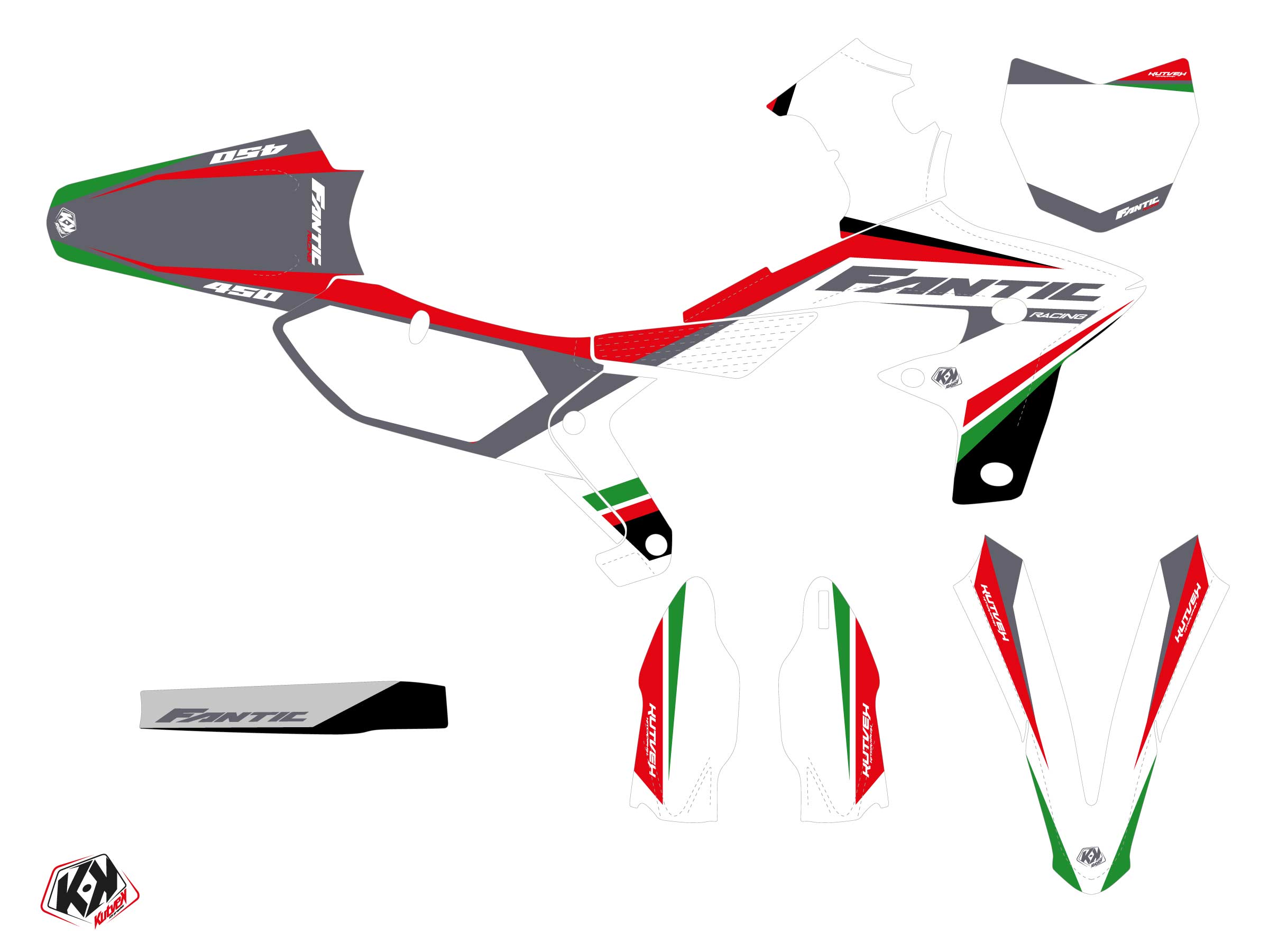 Fantic Xx 450 F Dirt Bike Mantova Graphic Kit Green