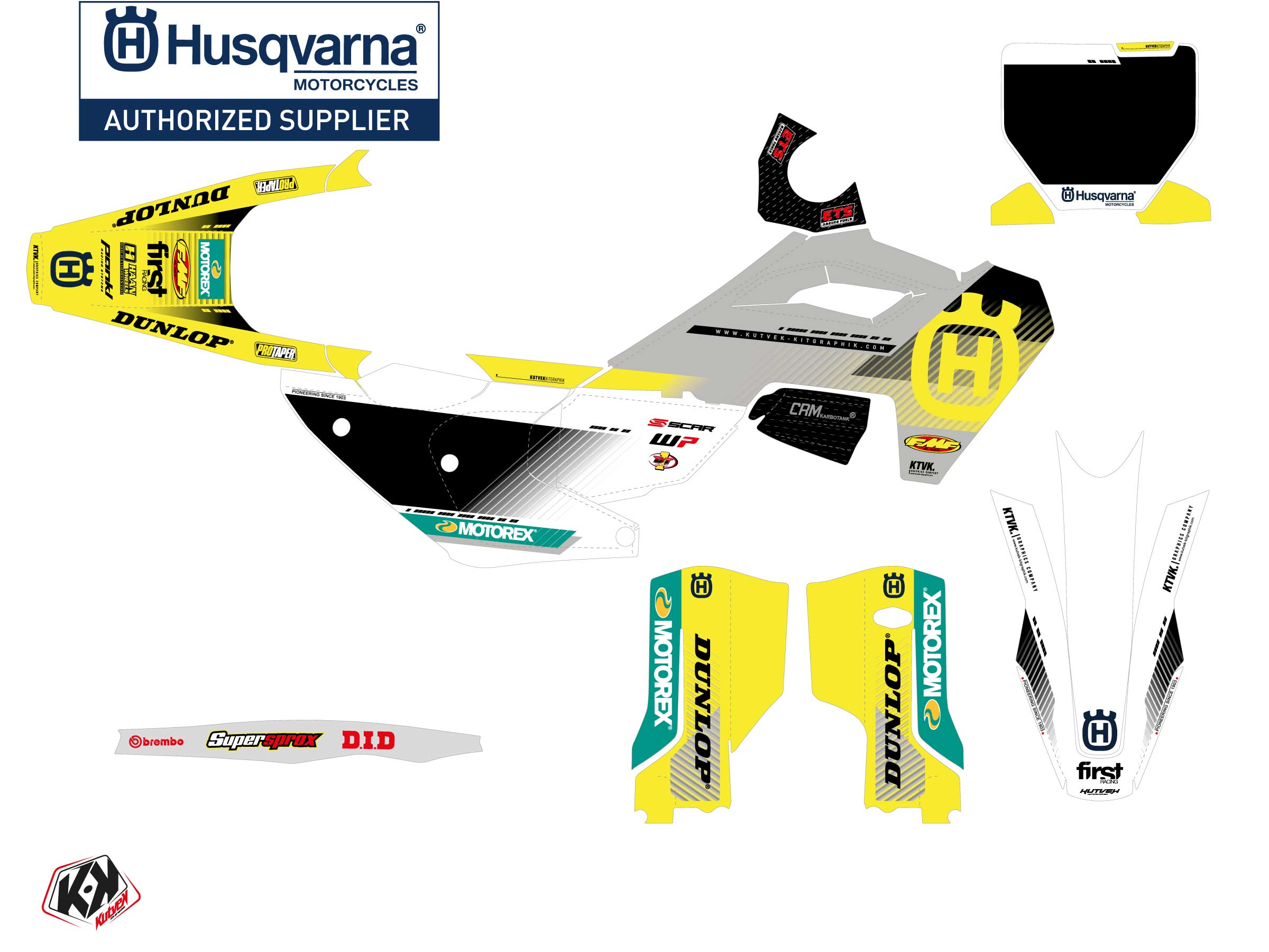 Kit Déco Motocross Origin K24 Husqvarna Fc 250 Gris