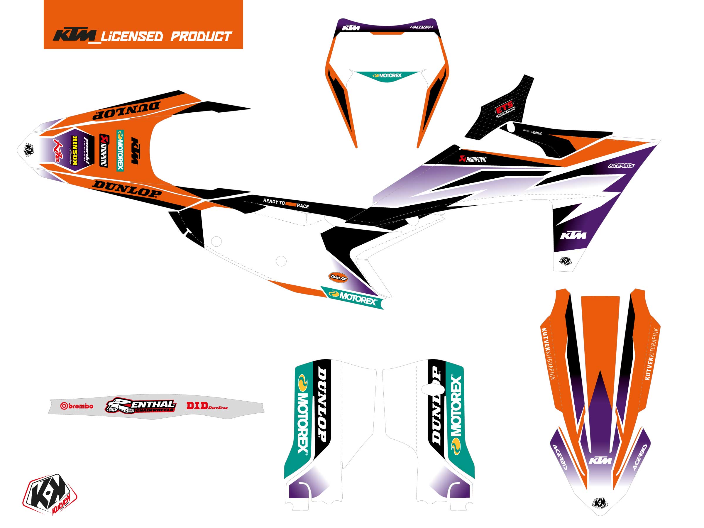 Kit Déco Motocross Origin K24 Ktm Exc Excf Orange