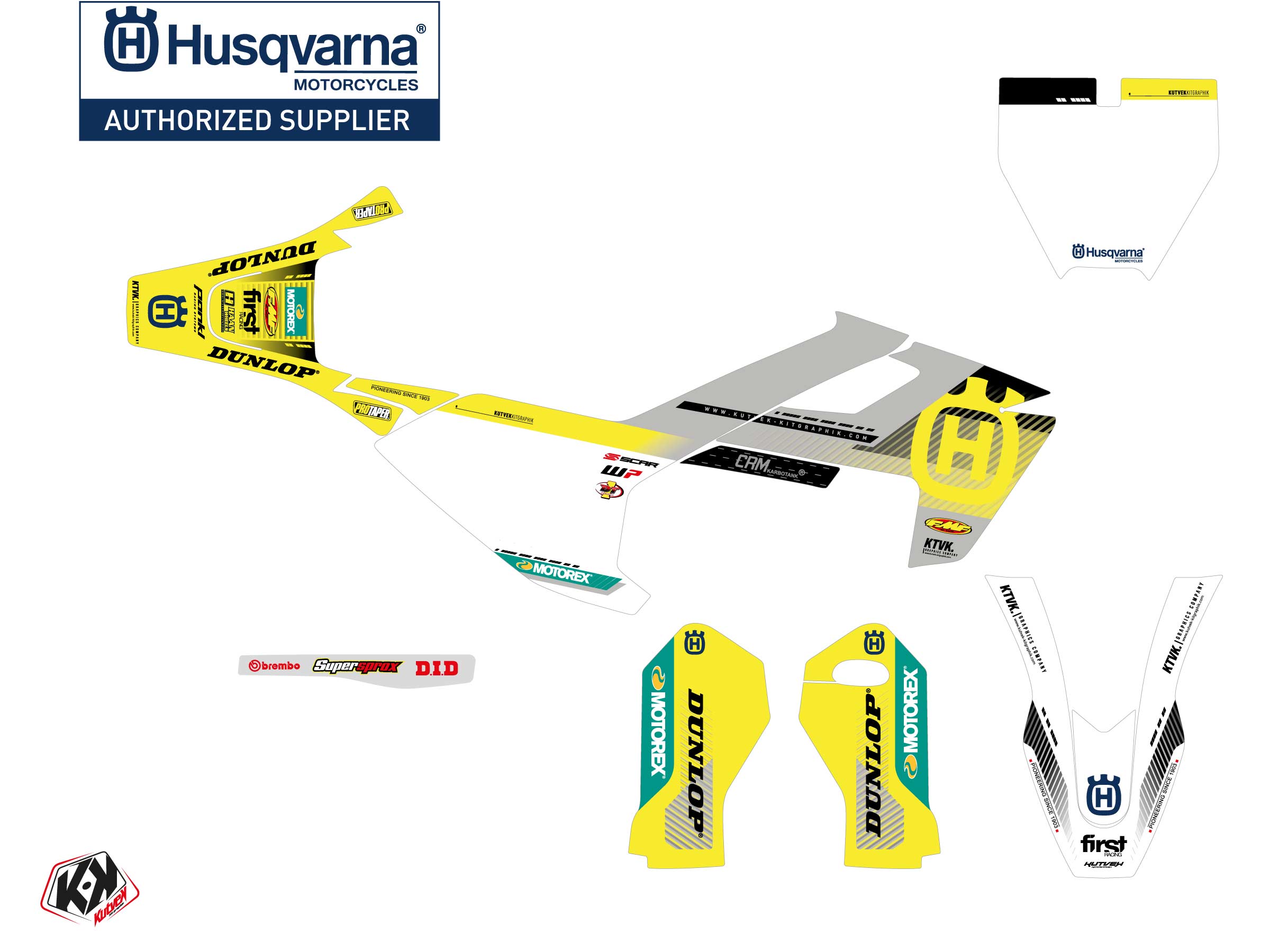 Kit Déco Motocross Origin K24 Husqvarna Tc 50 Gris