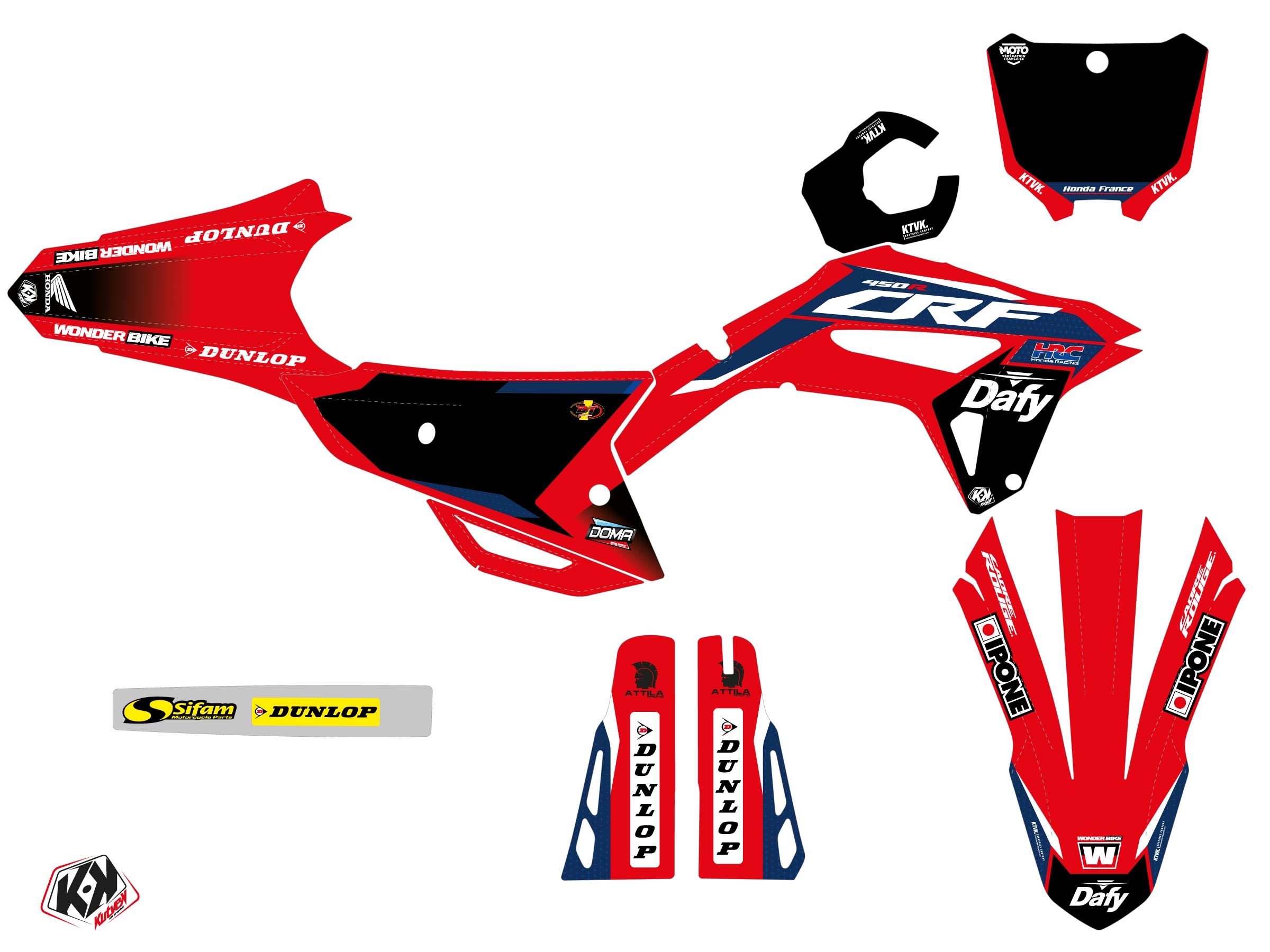 Kit Déco Motocross Replica Wonder Bike K24 Honda Crf 250 R