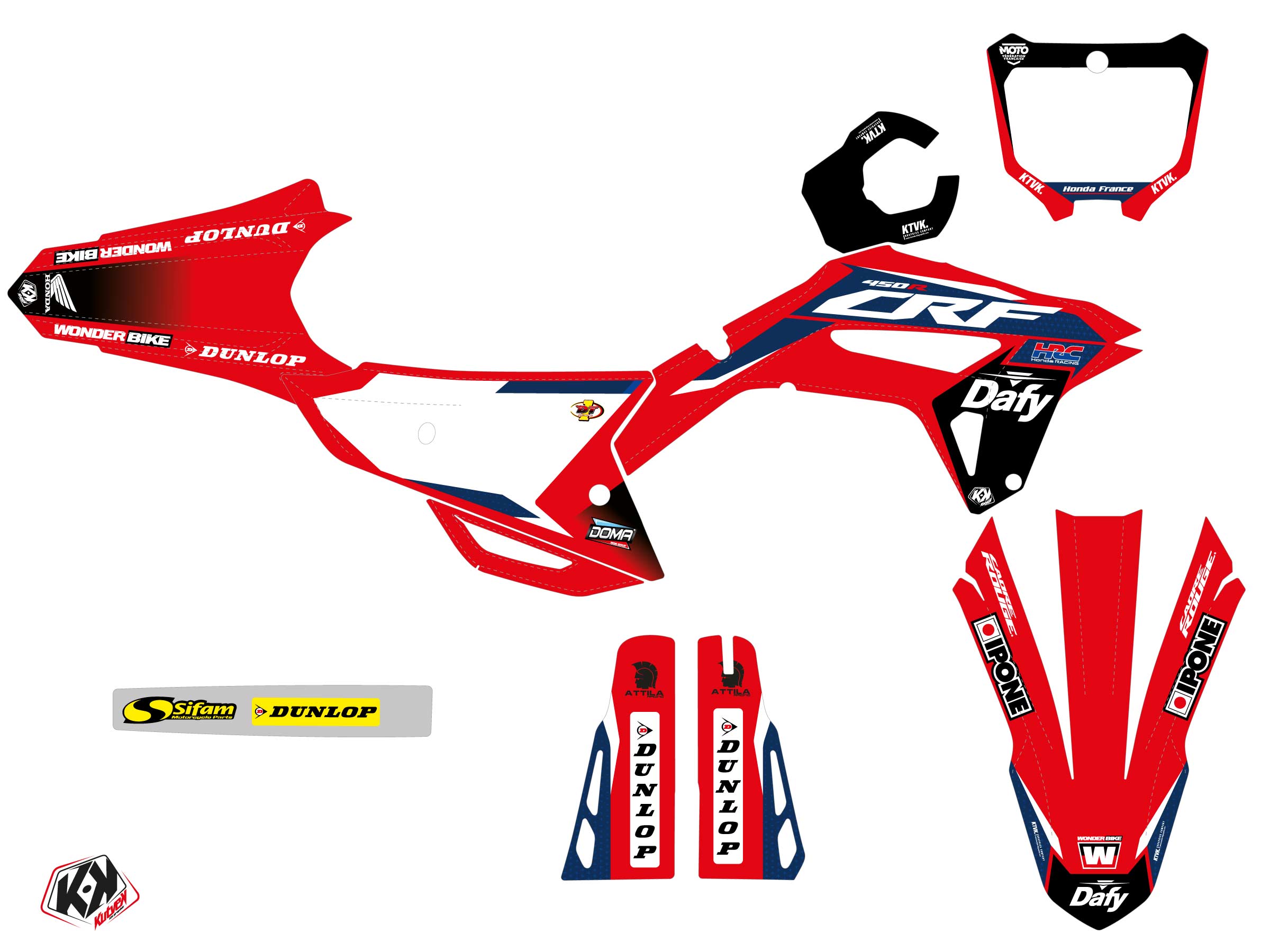 Kit Déco Motocross Replica Wonder Bike K24 Honda Crf 450 R