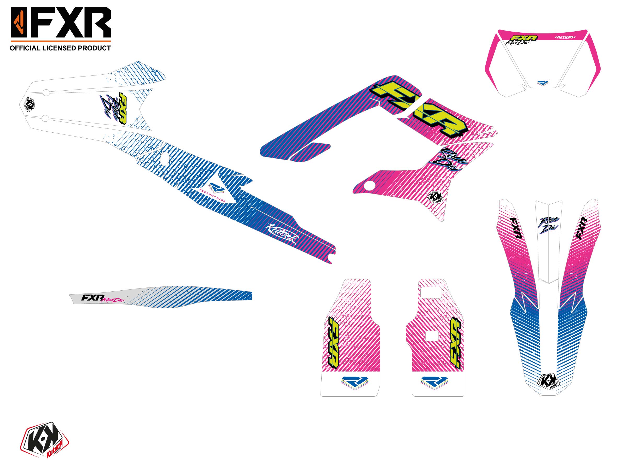 Kit Déco Motocross Fxr Retro Sur-ron Storm-bee Enduro Rose