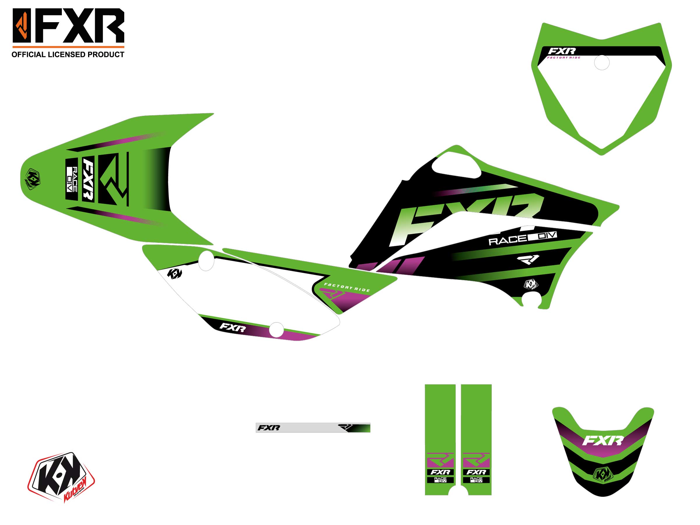 Kit Déco Motocross Fxr Revo Kawasaki Klx 110 Vert