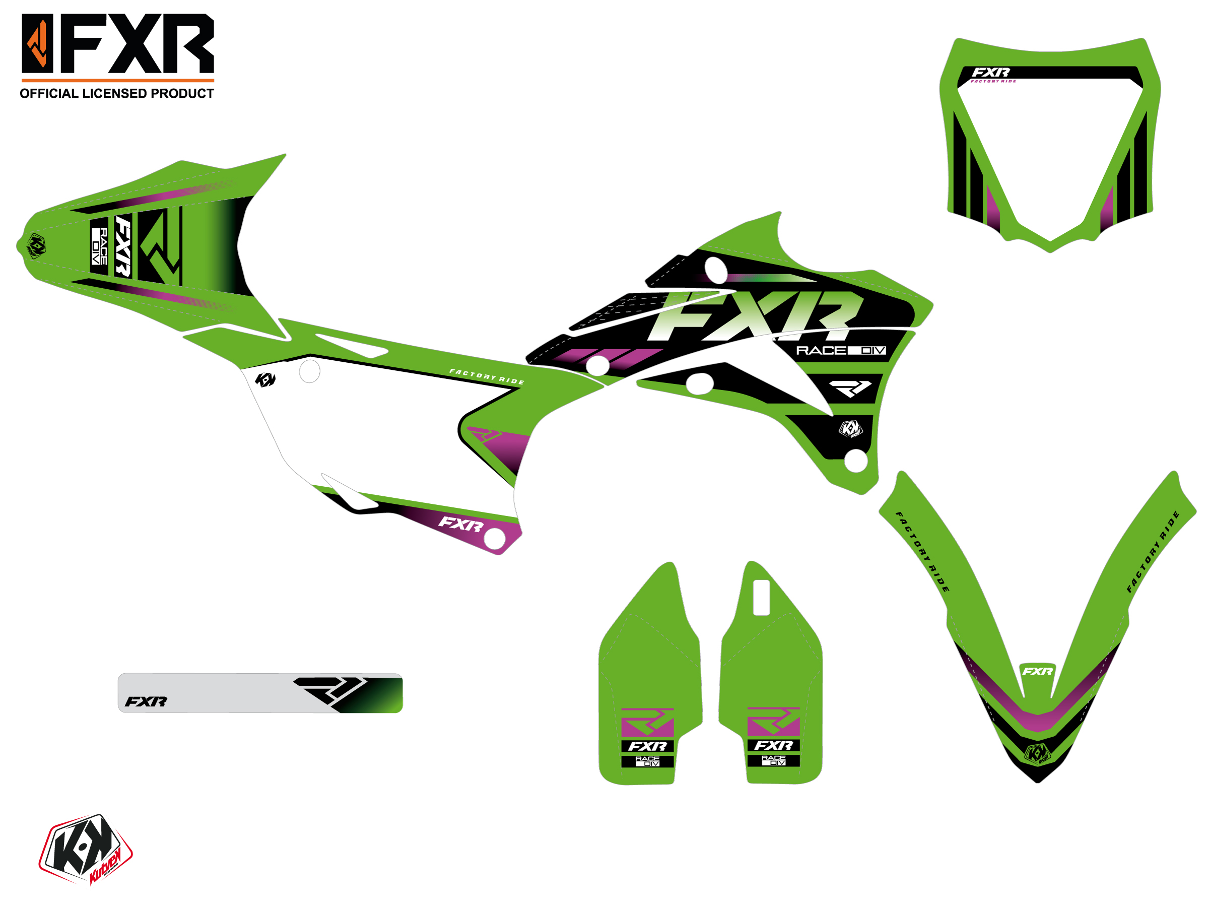 Kit Déco Motocross Fxr Revo Kawasaki Kx 100 Vert