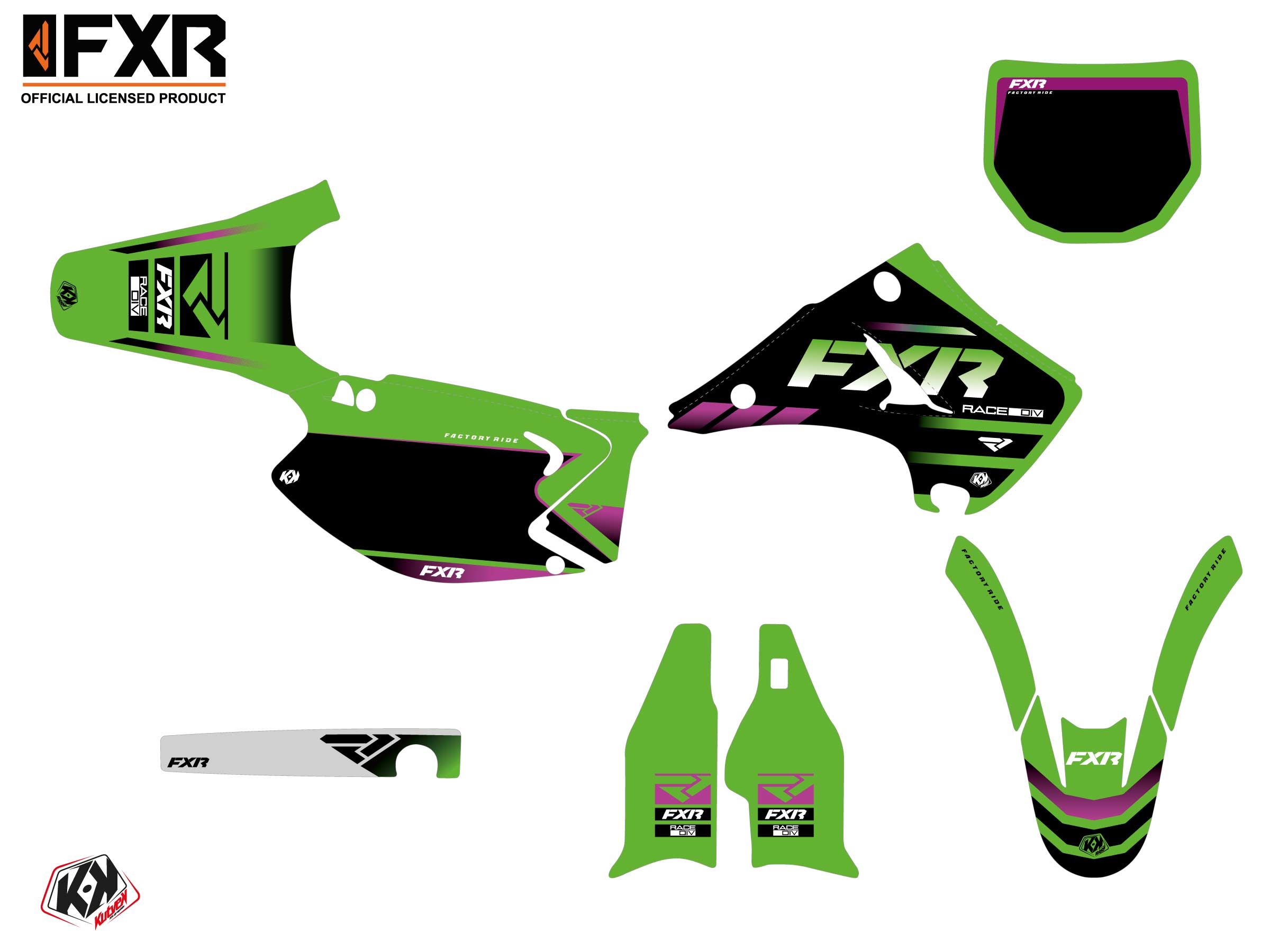 Kit Déco Motocross Fxr Revo Kawasaki Kx 125 Vert